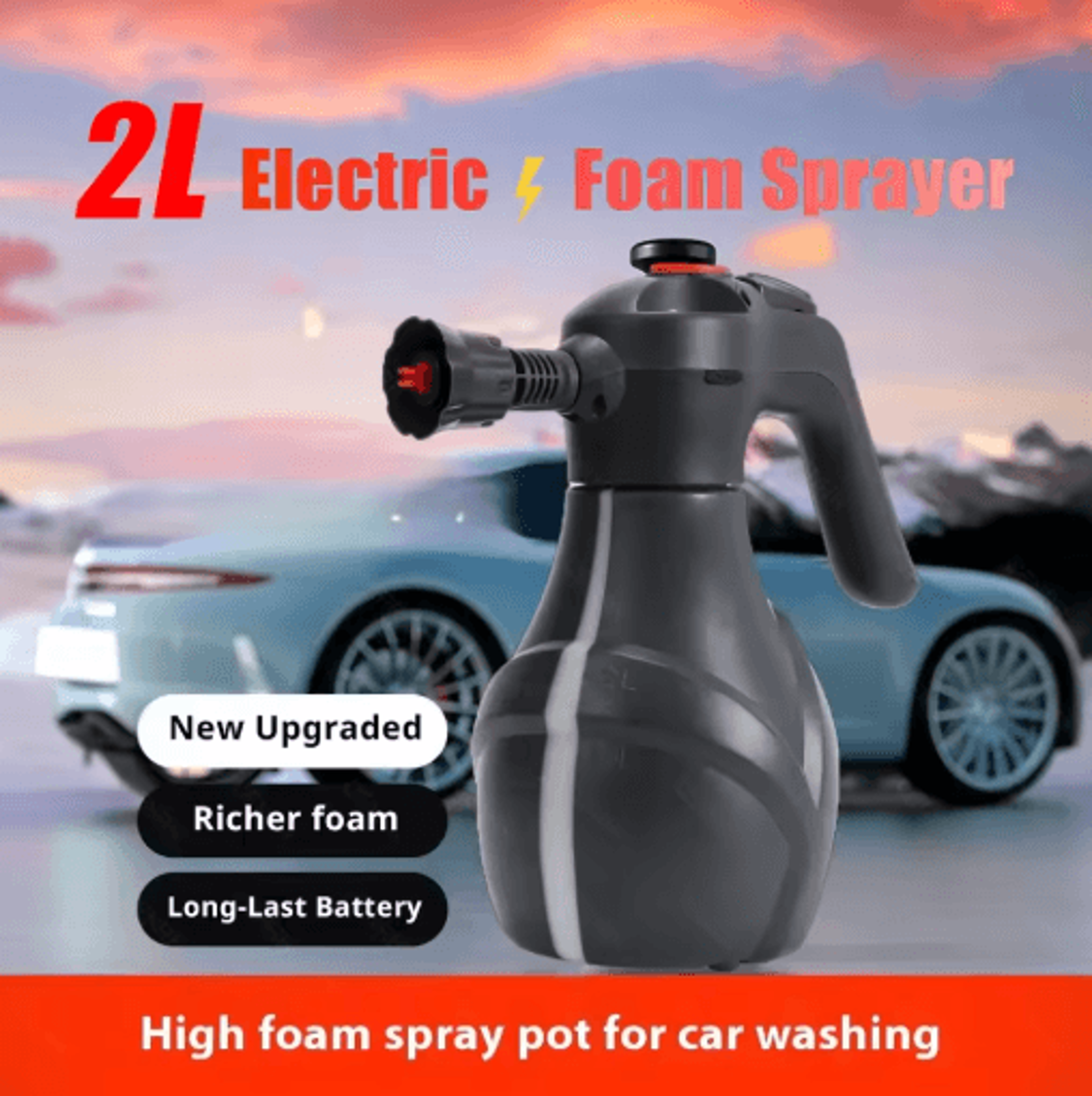 cenrr electric foam sprayer professional 2l handheld snow foam lance with pressure relief valve
