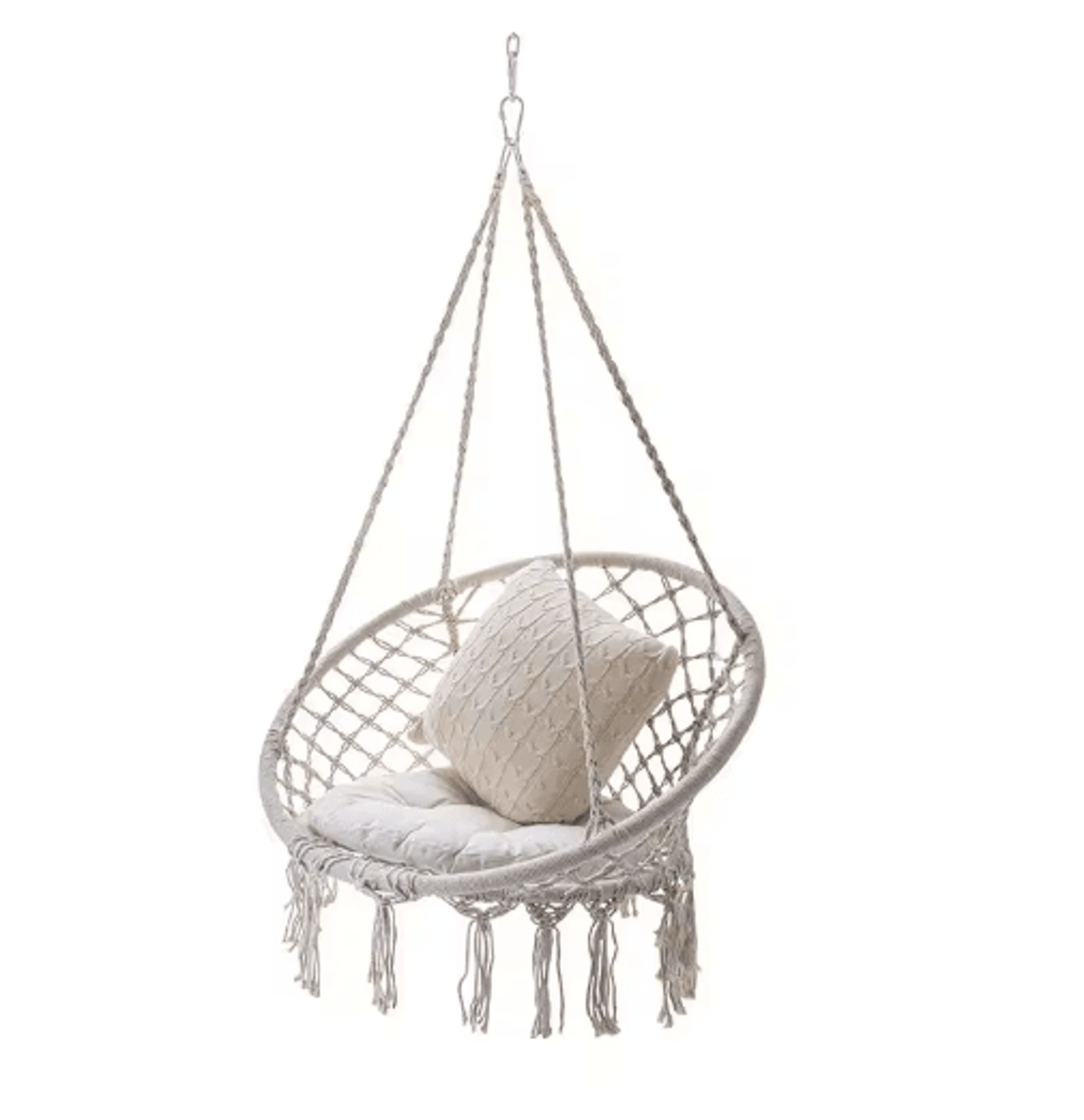 hanging cotton rope swing chair with cushion indoor hammock chair with hardware kit