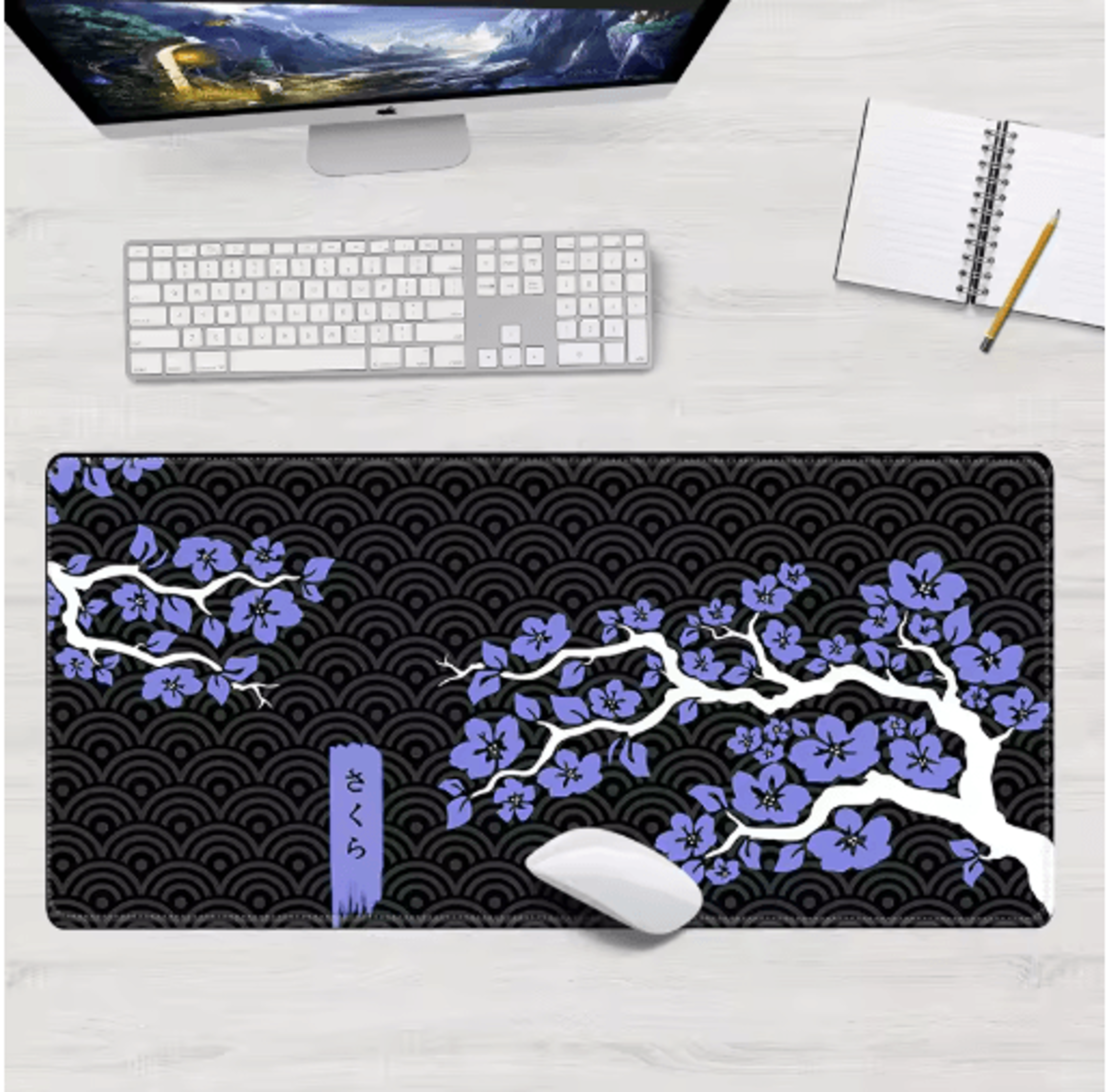 sakura xxl gaming mouse pad purple cherry blossom desk mat 90x40cm keyboard and mouse mat