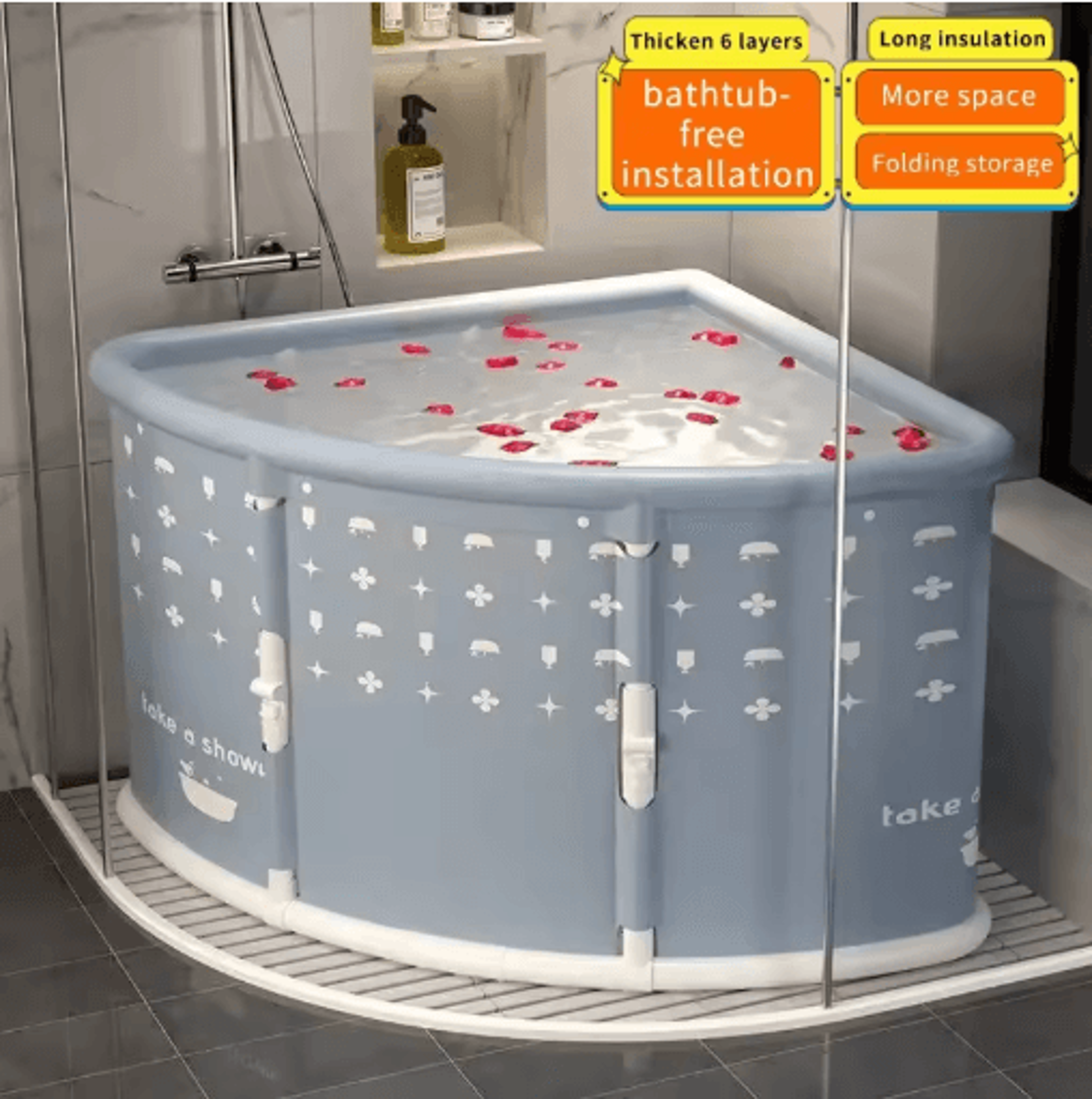 portable one second foldable bathtub adult and children triangle bath bucket installation free one click foldable design