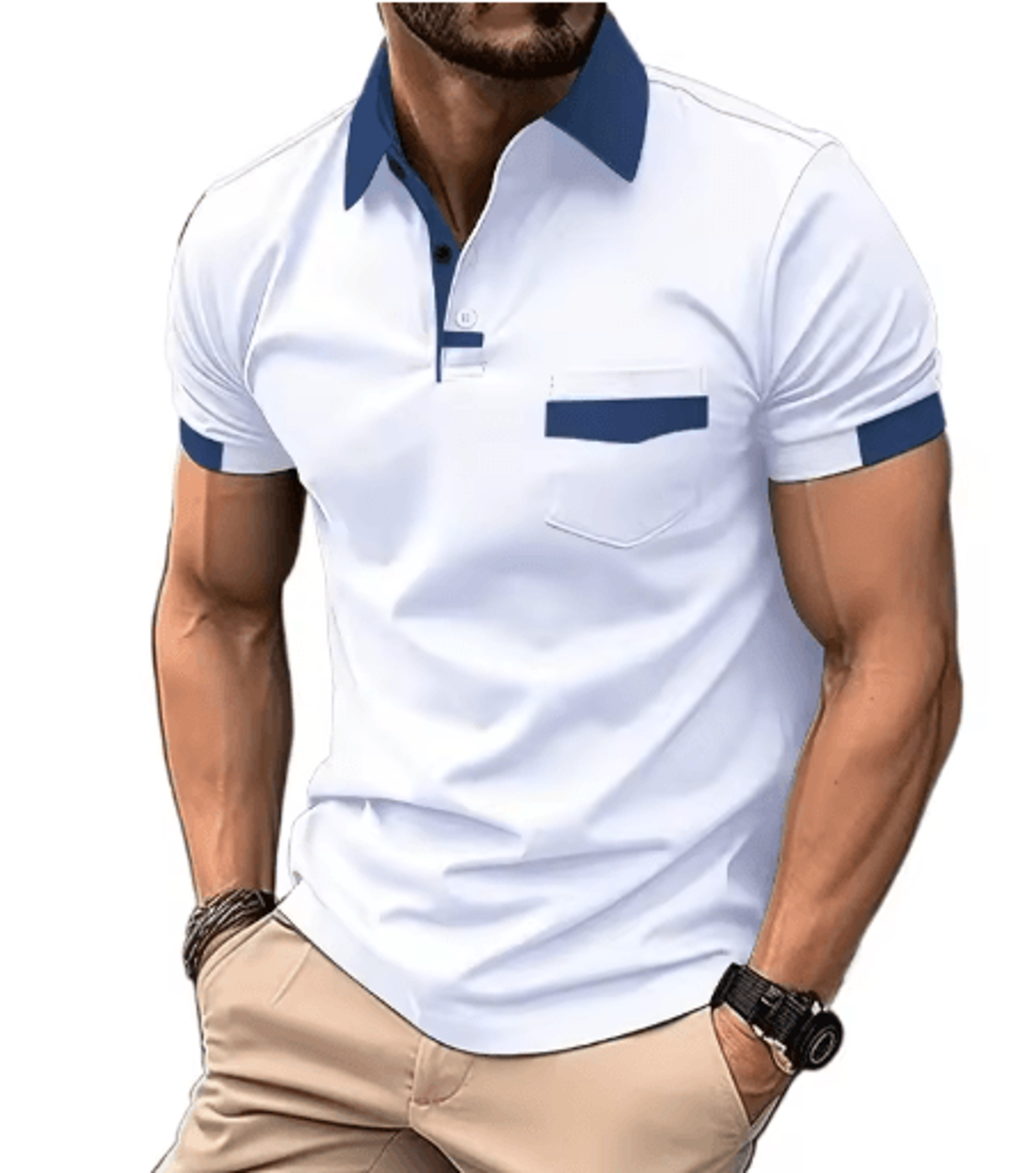 mens short sleeve polo shirt lightweight breathable and casual fit with pocket