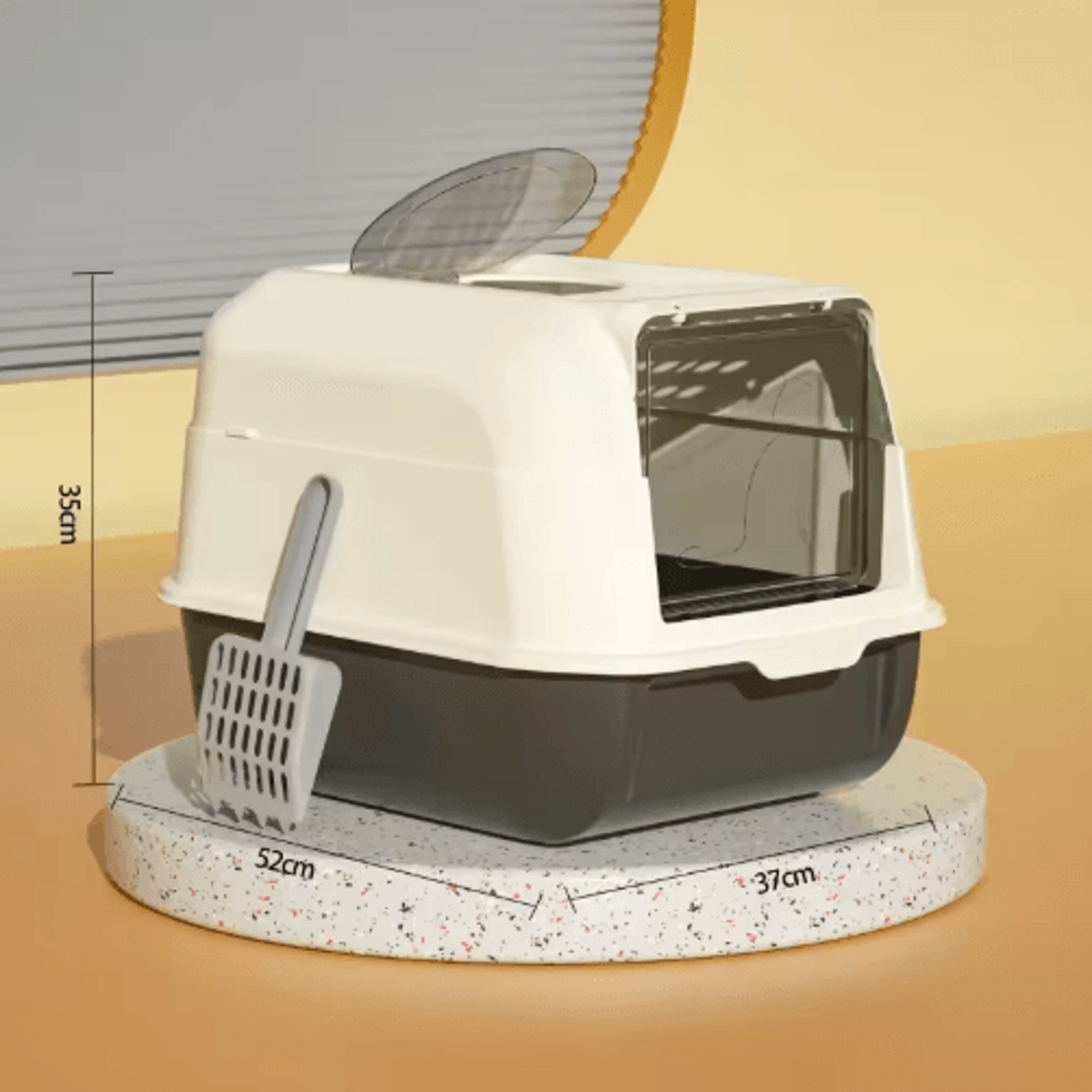 xl fully enclosed anti spill cat litter box odor proof with carry handle