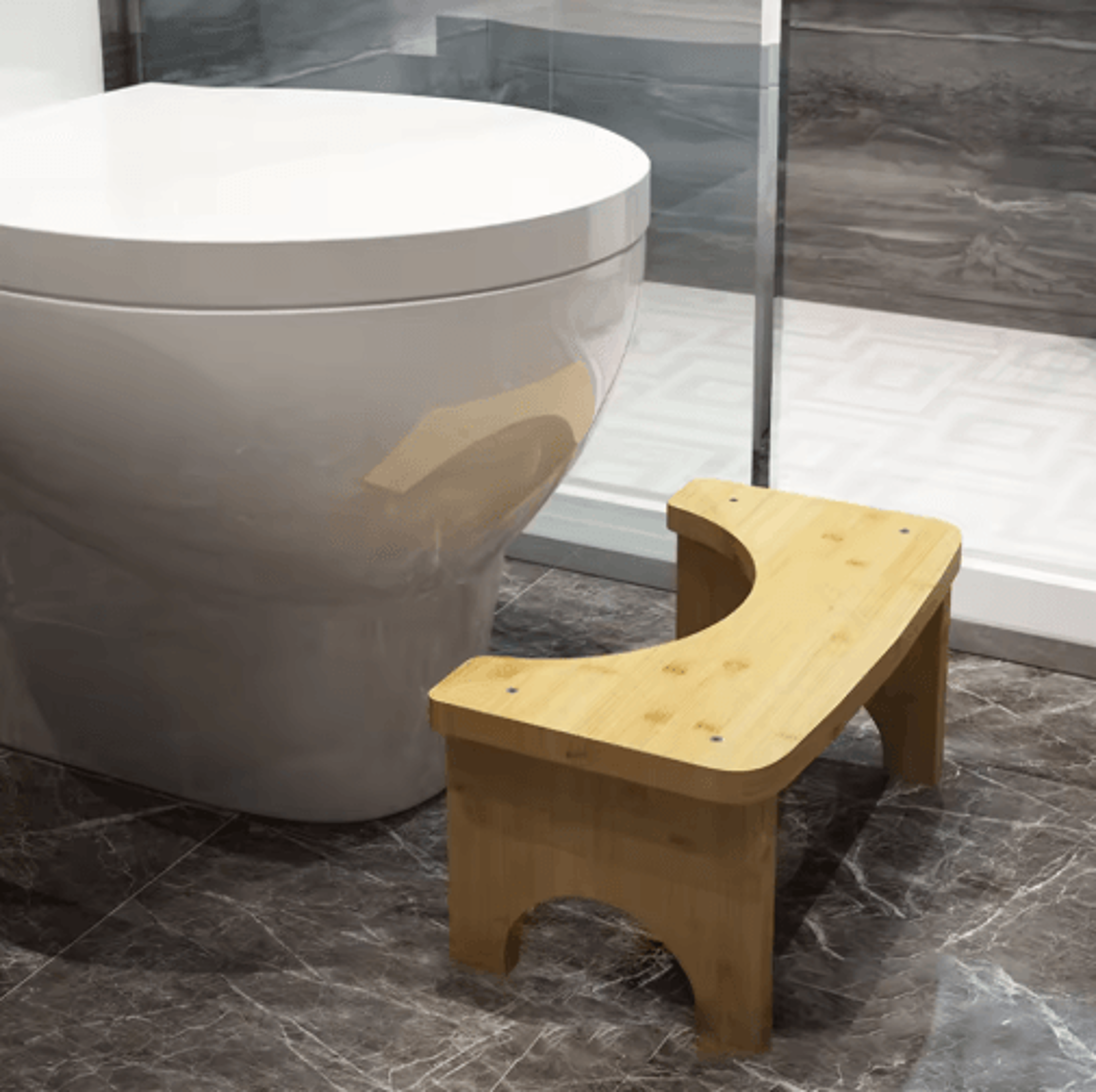 bamboo toilet stool for adults – curved squat potty stool, portable constipation relief helper