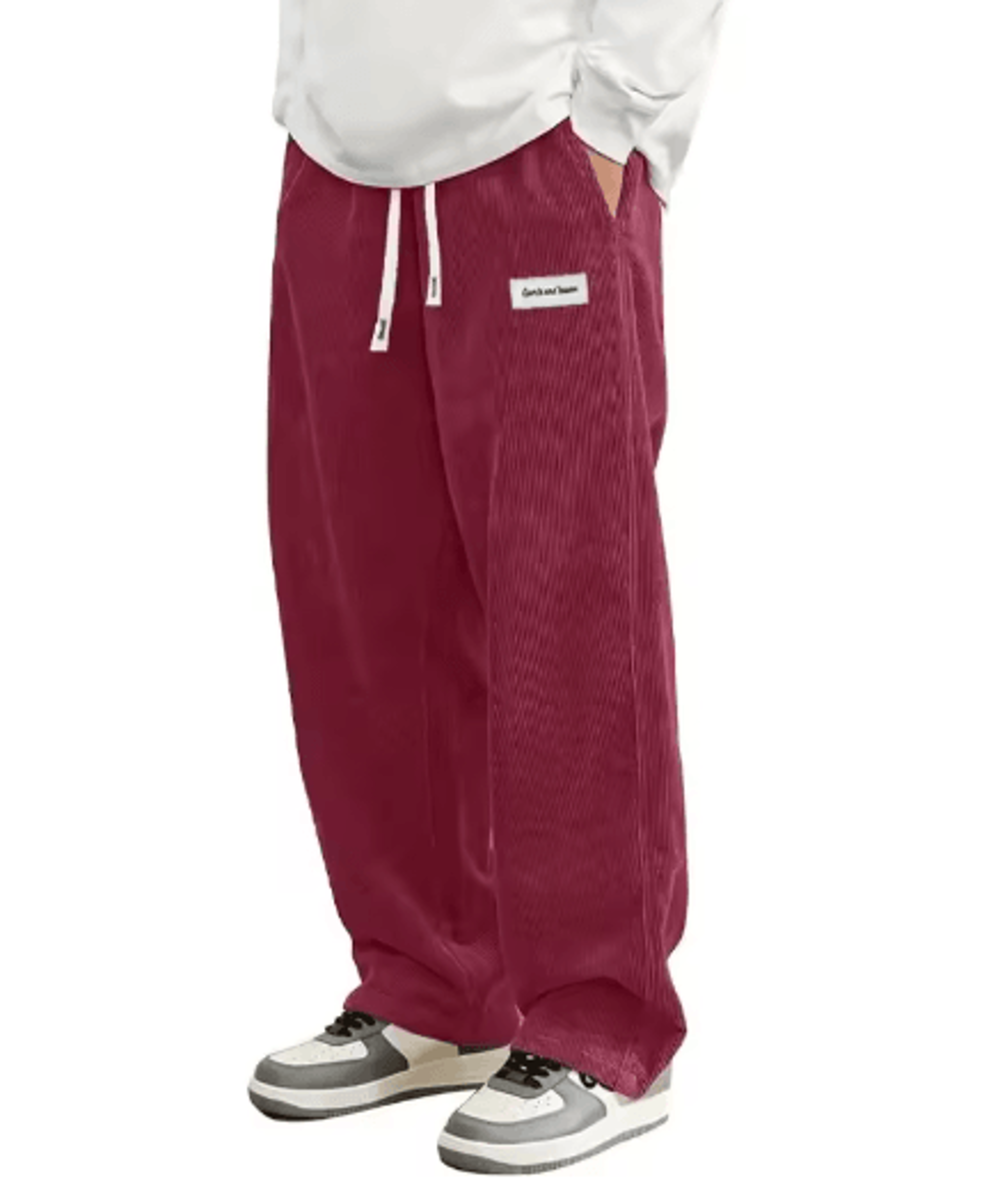 mens corduroy casual pants loose fit elastic waist baggy streetwear trousers