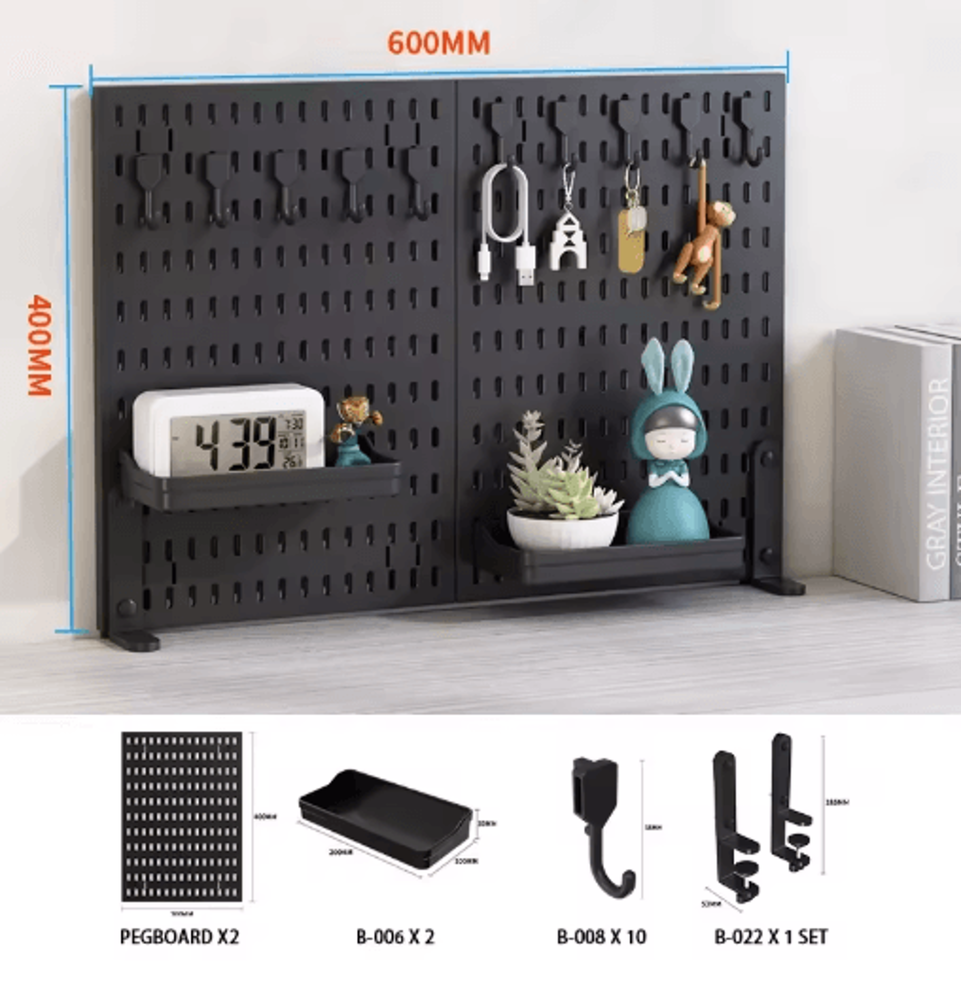 pegboard desktop storage kit vertical and clip type display panels for home office