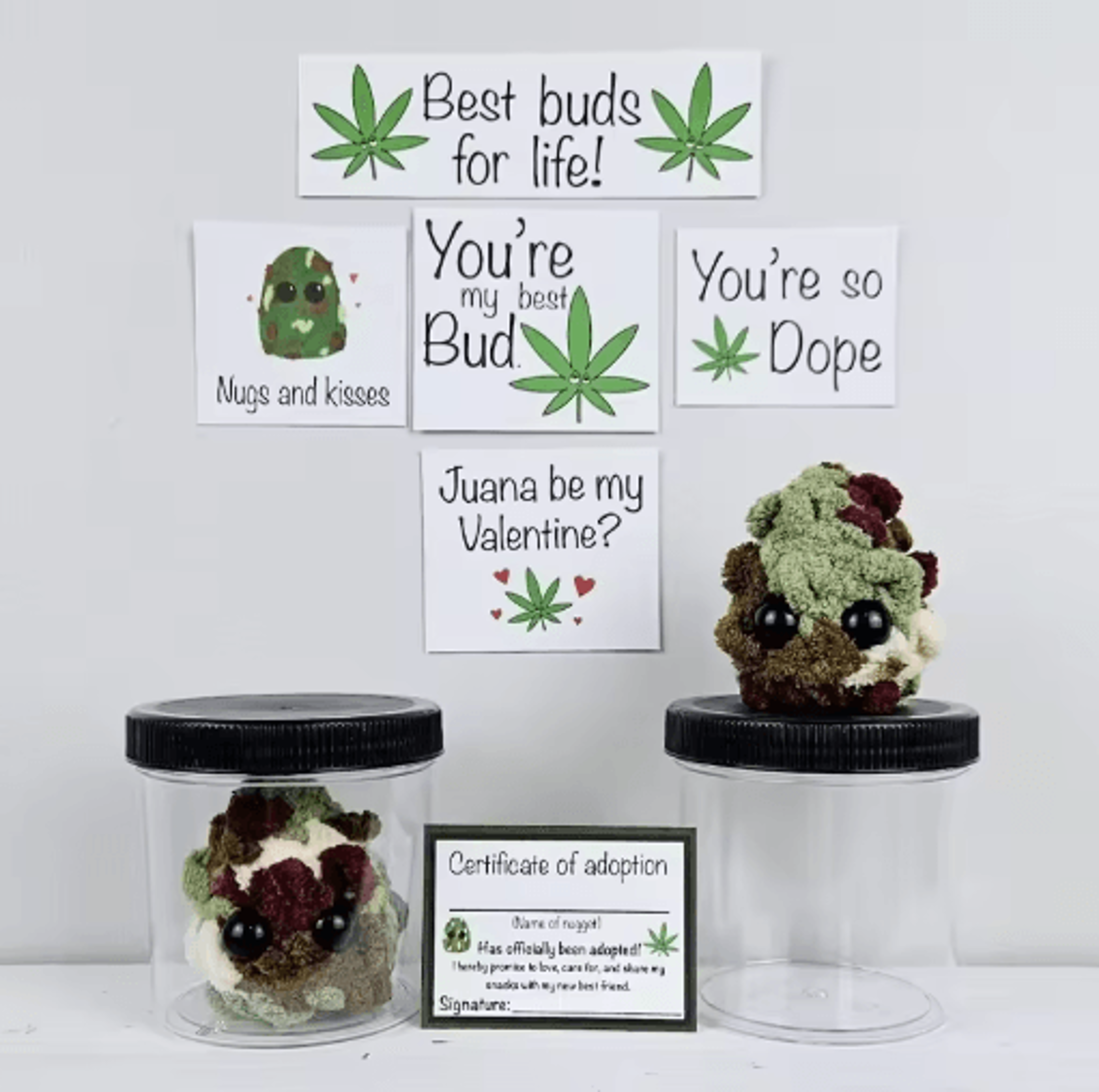 little weed nugget plush in a jar handmade stuffed toy home decor