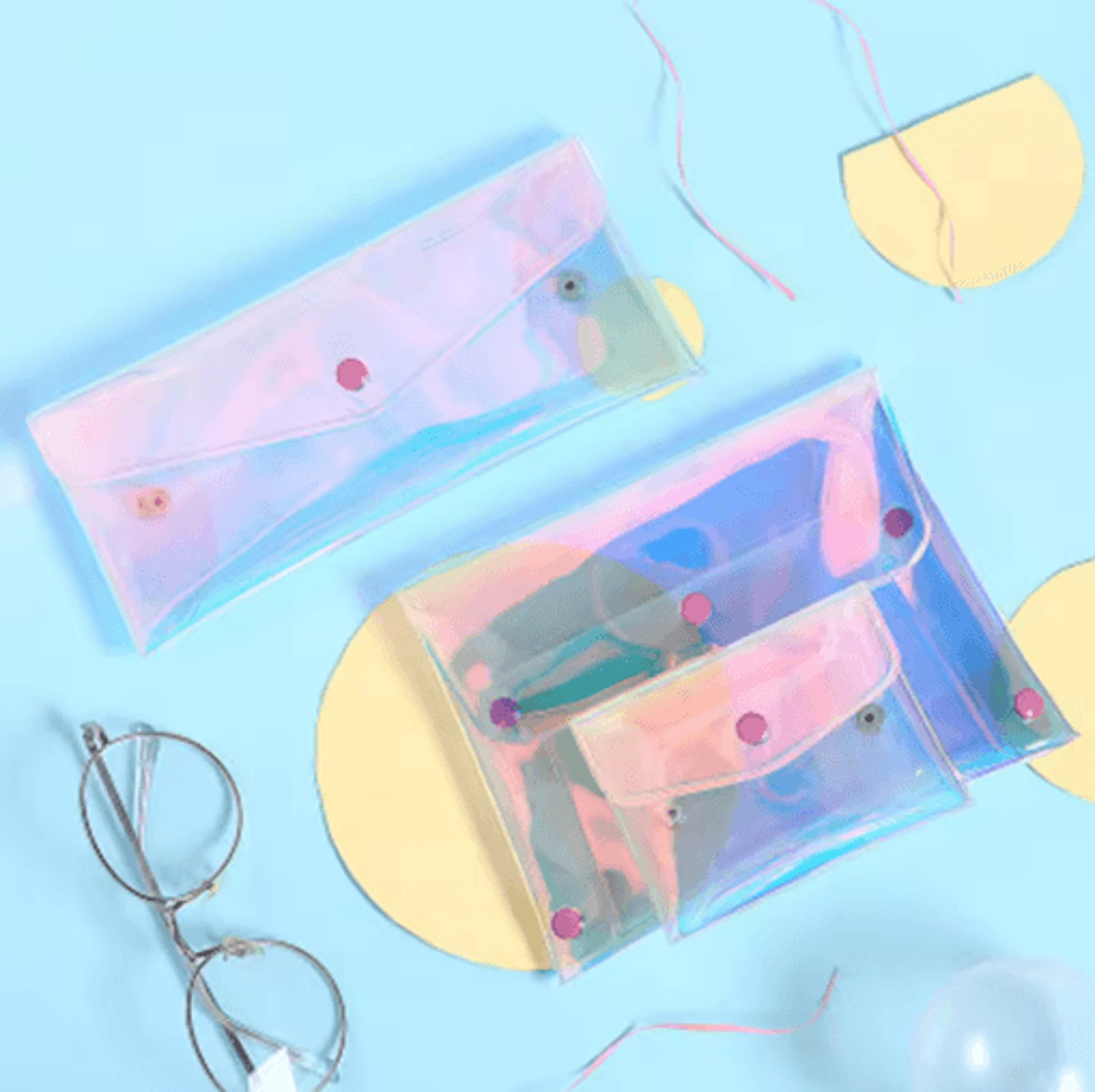 laser pouch makeup bag waterproof pvc cosmetic and pencil case organizer 3 sizes
