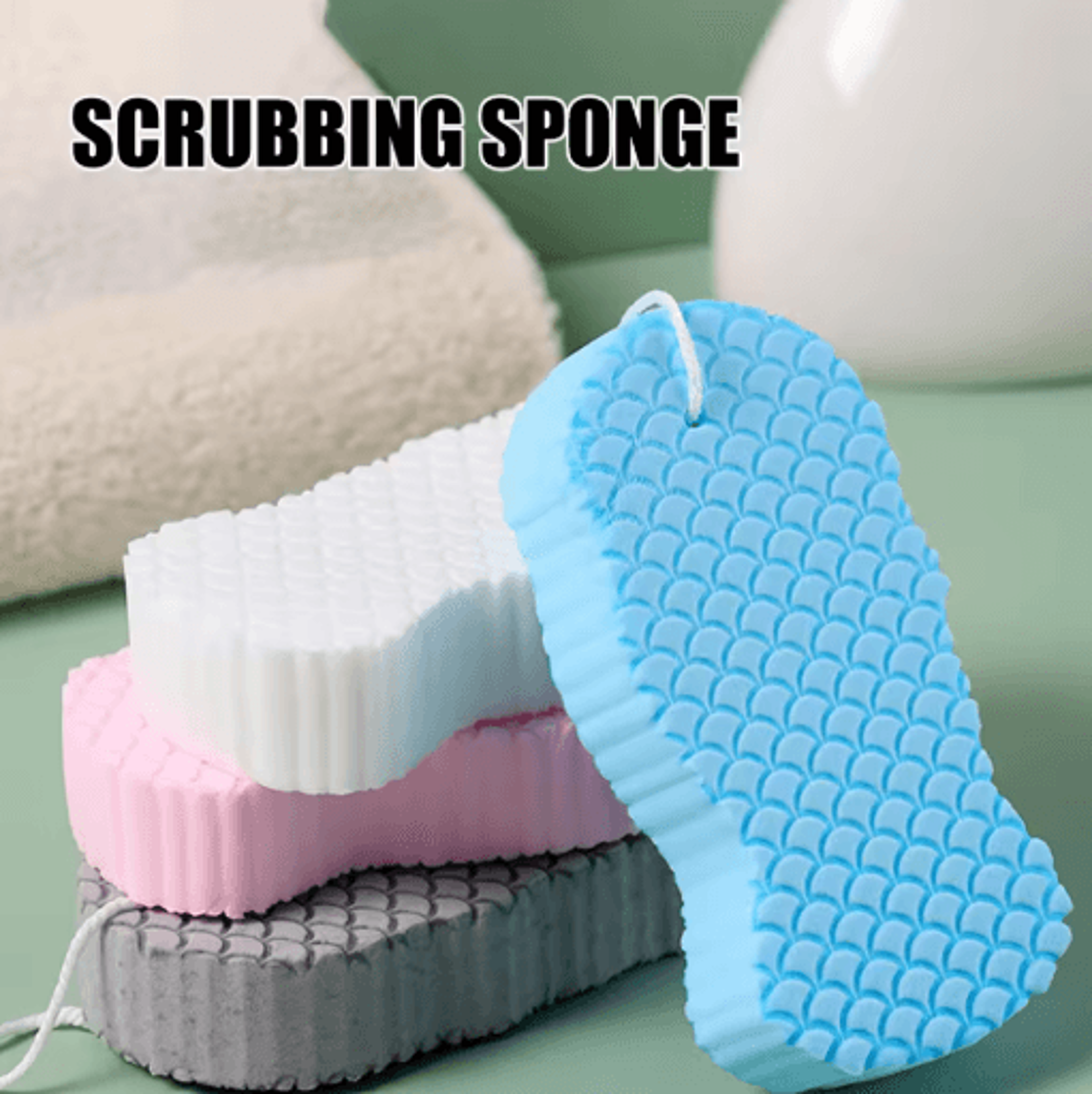 3d pva bath sponge soft exfoliating shower scrubber with lanyard for gentle cleansing