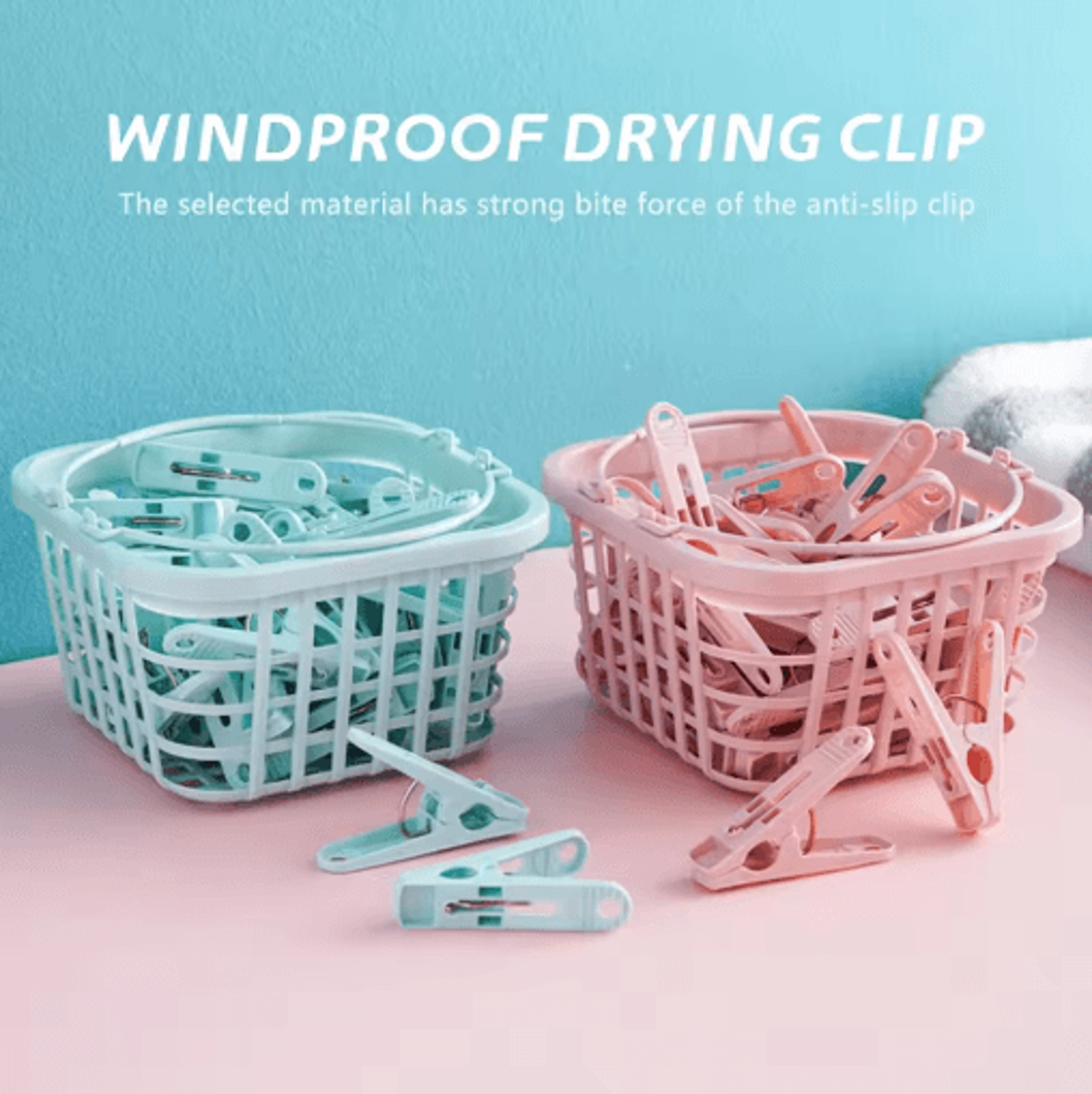 30pcs plastic clothes pins with basket laundry clothespin clips for socks towels and storage