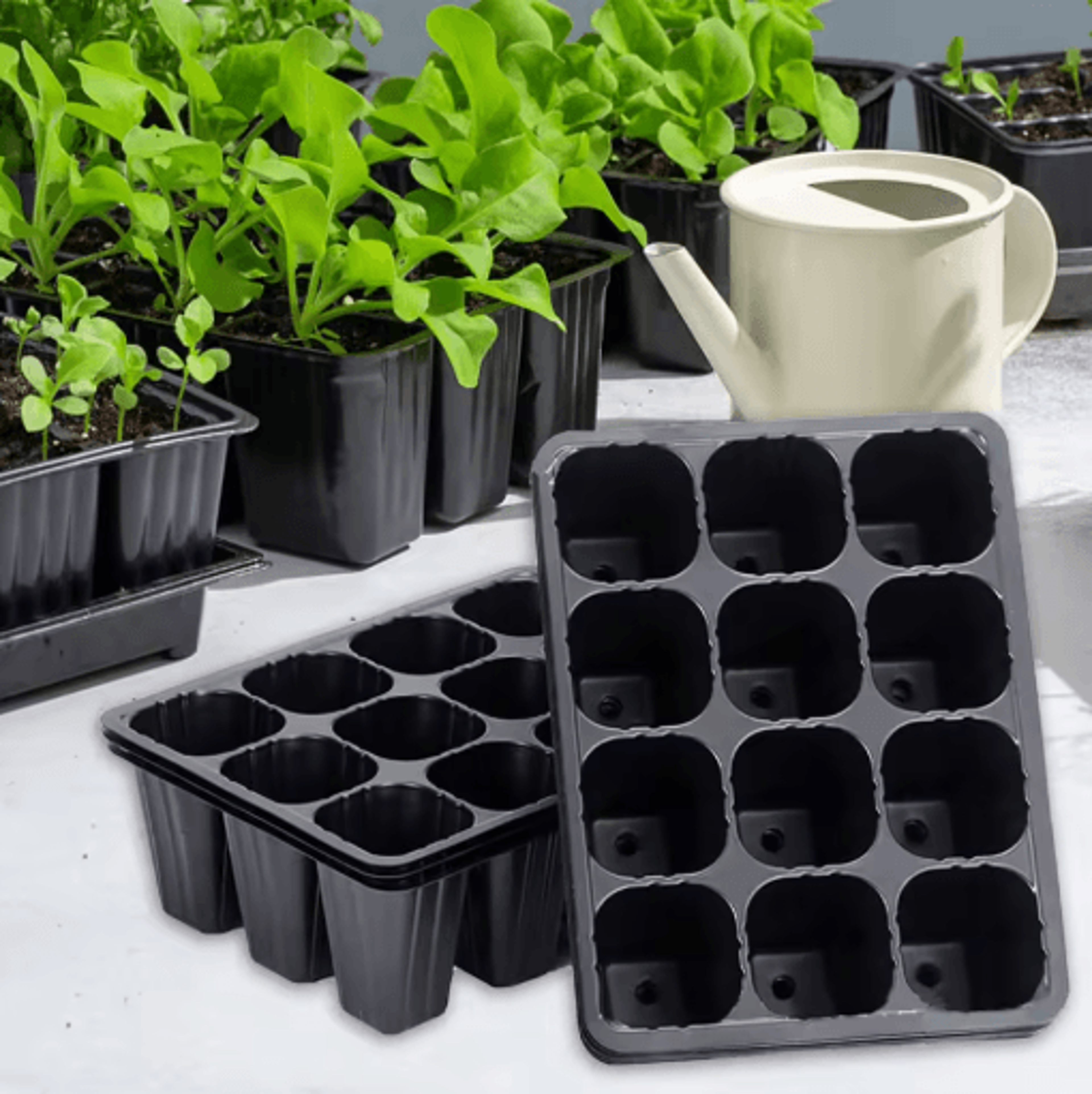 12 hole seedling tray pots black vegetable germination grow boxes for plants and flowers 10 20 pcs