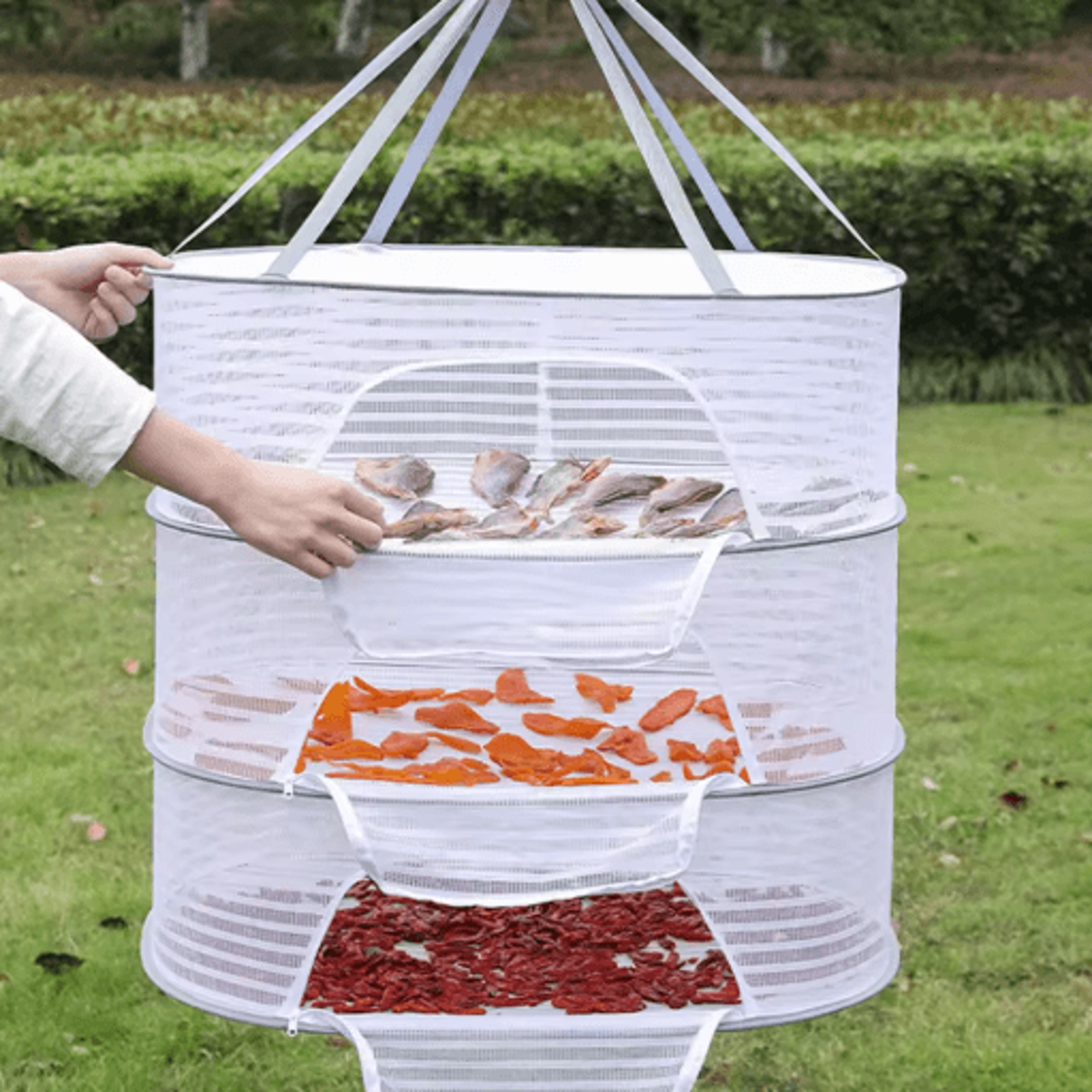 foldable hanging dry rack with fly trap net multi layer mesh drying bag for food and laundry 1 2 3 layers