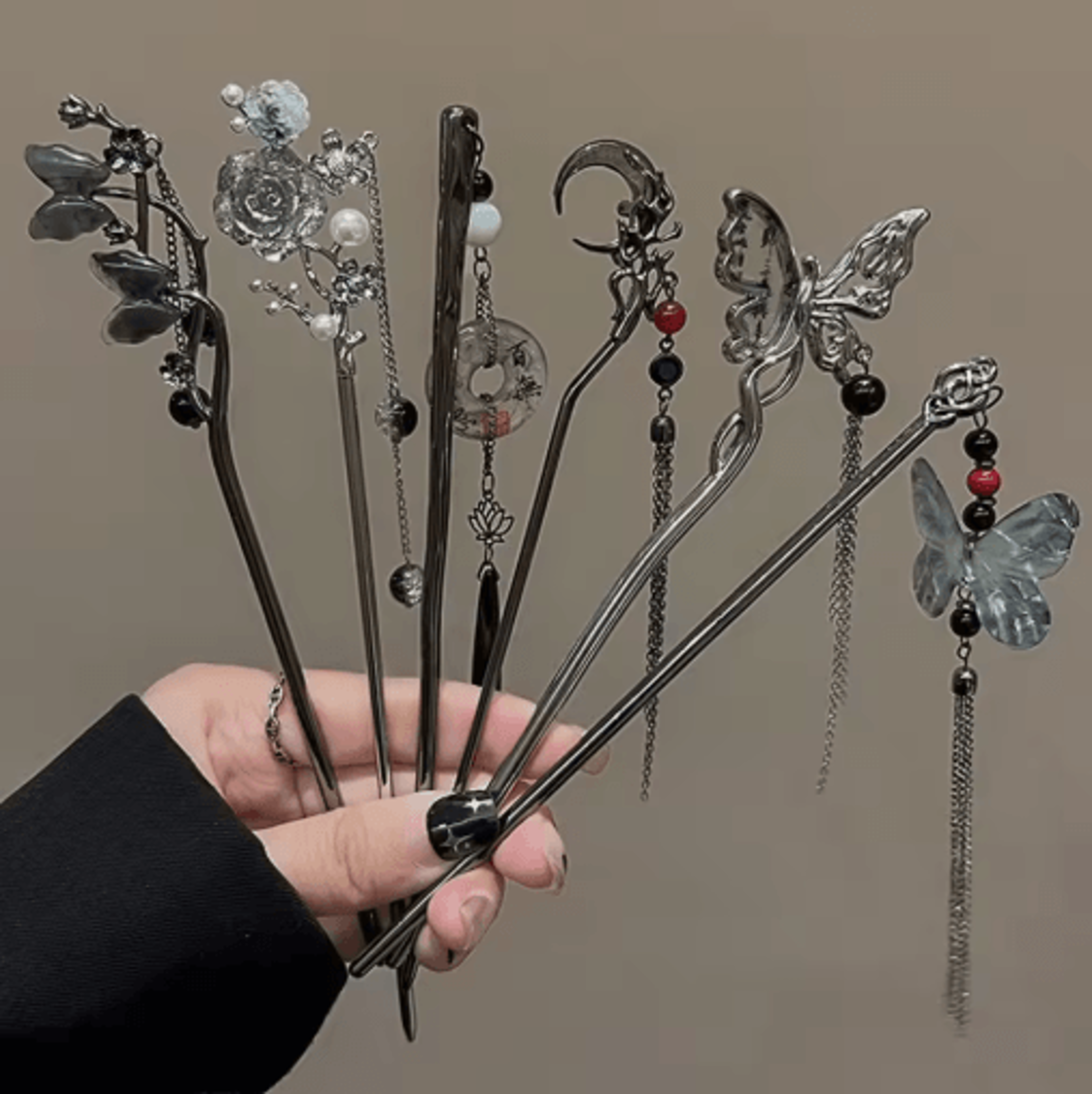 chinese style vintage butterfly hair clip tassel zinc alloy hairpin for weddings and parties