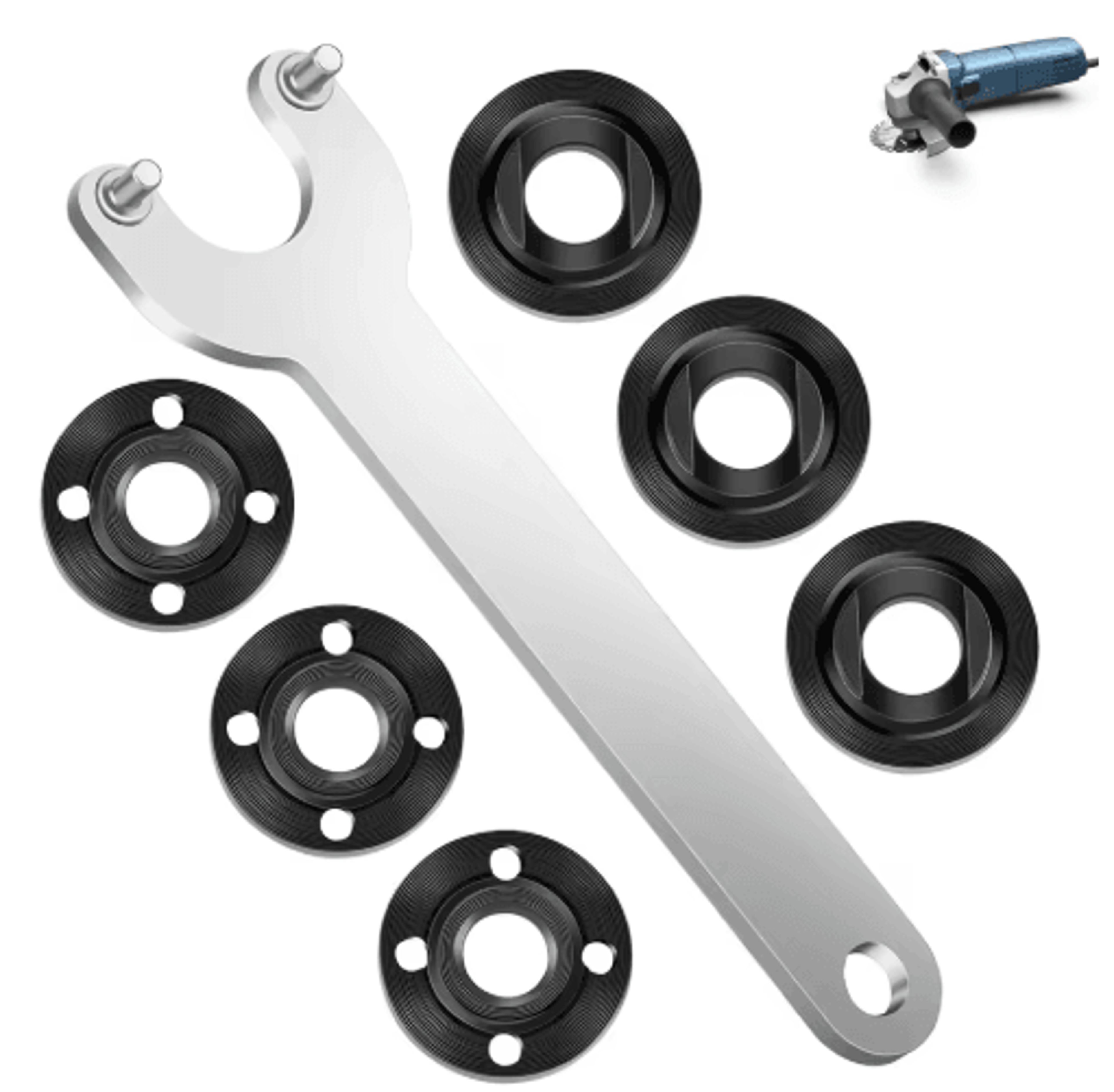 7pcs angle grinder wrench kit flange and lock nut removal tool set