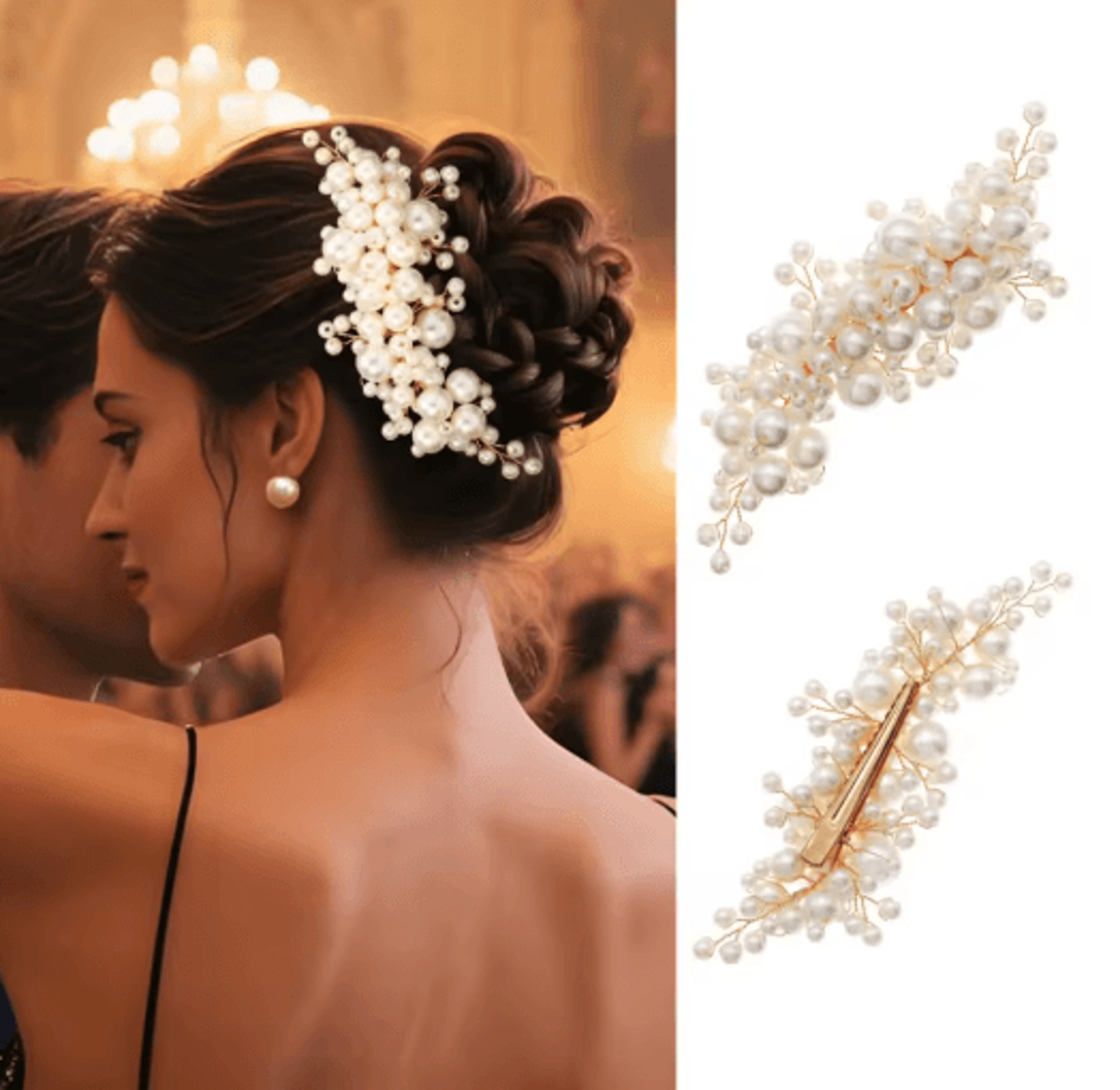 pearl hair clip elegant artificial pearl alloy hair accessory for women