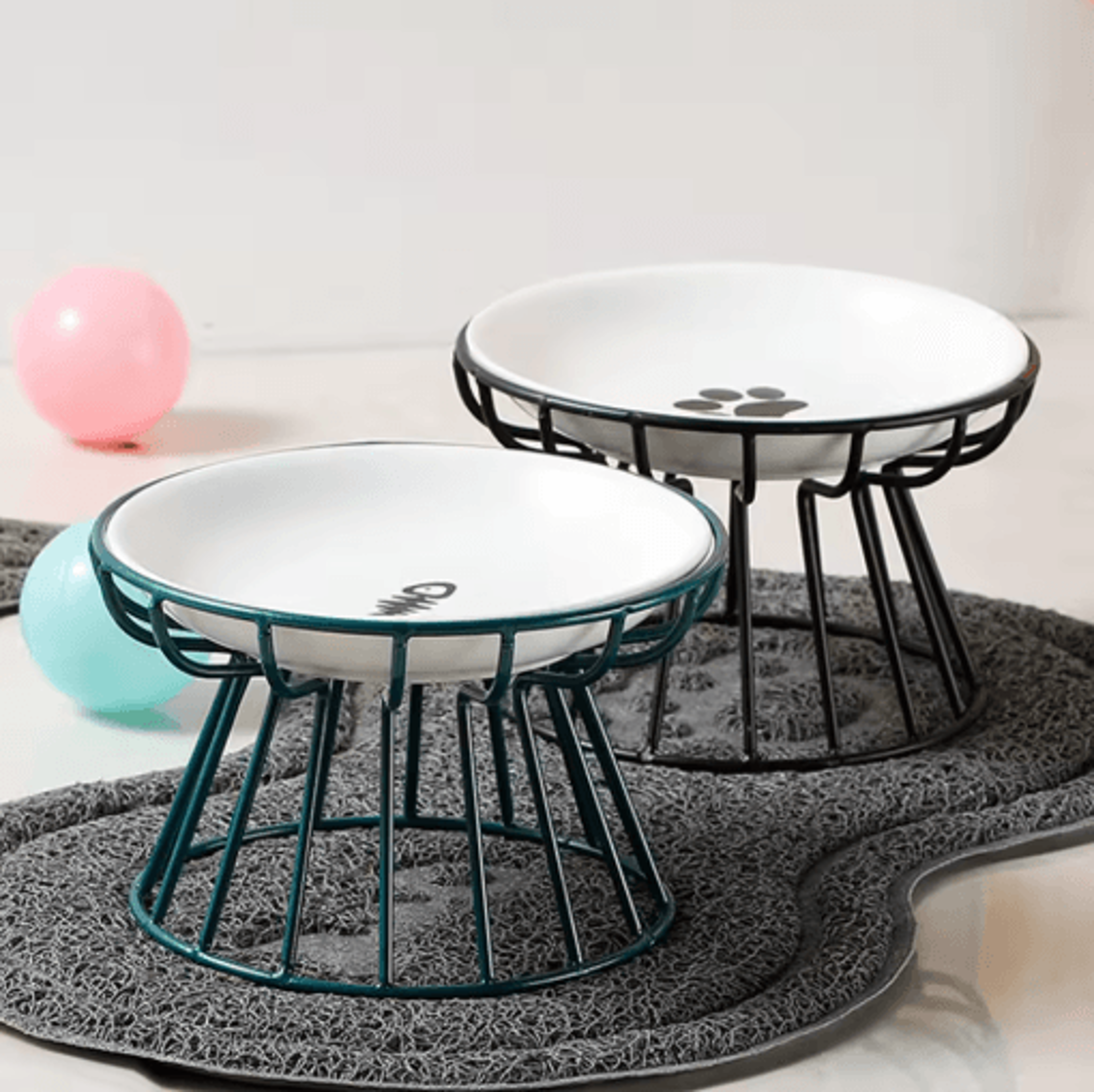 ceramic cat food bowl wide shallow non slip pet feeding dish for kittens and puppies