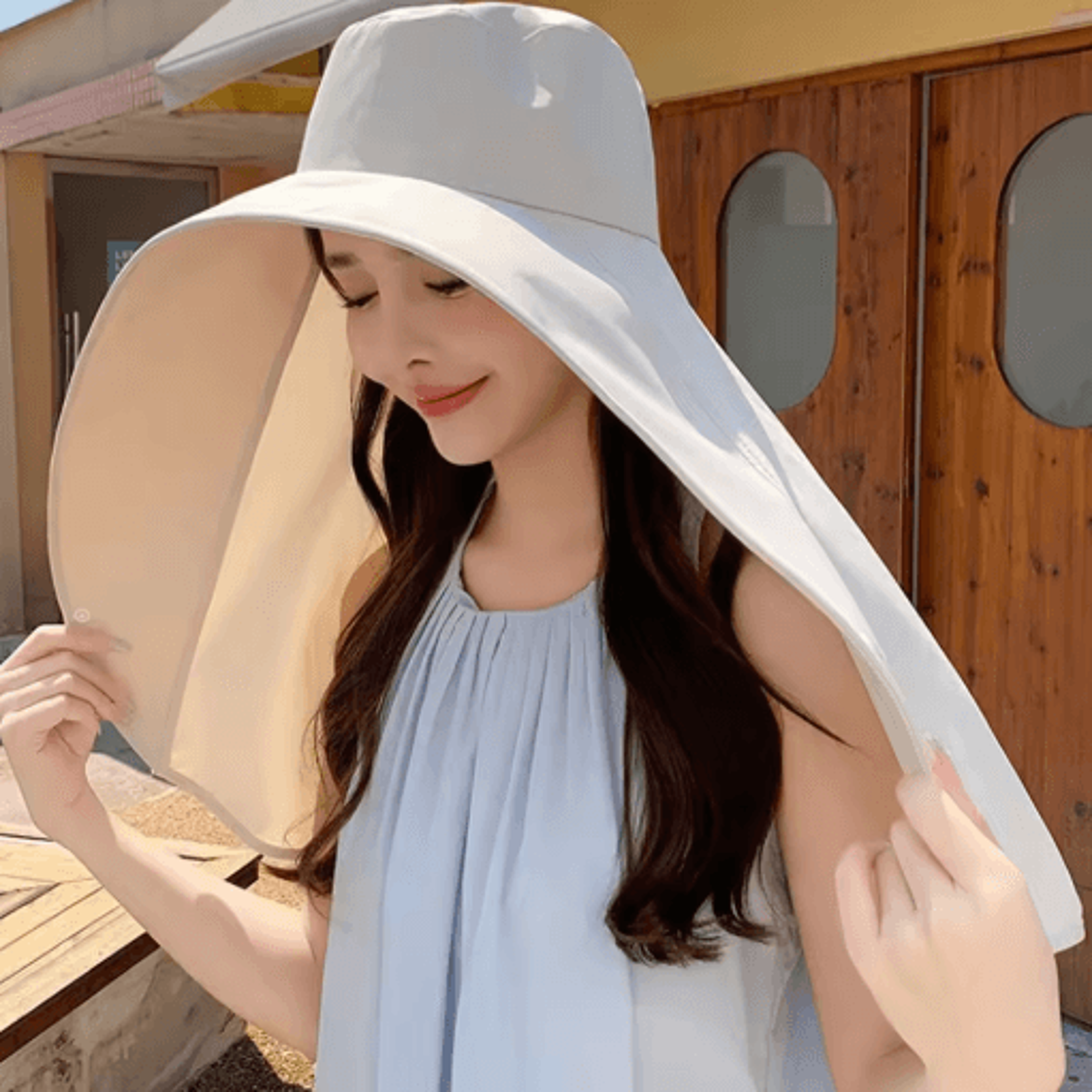 sun protection hat with neck cover breathable wide brim travel and beach hat