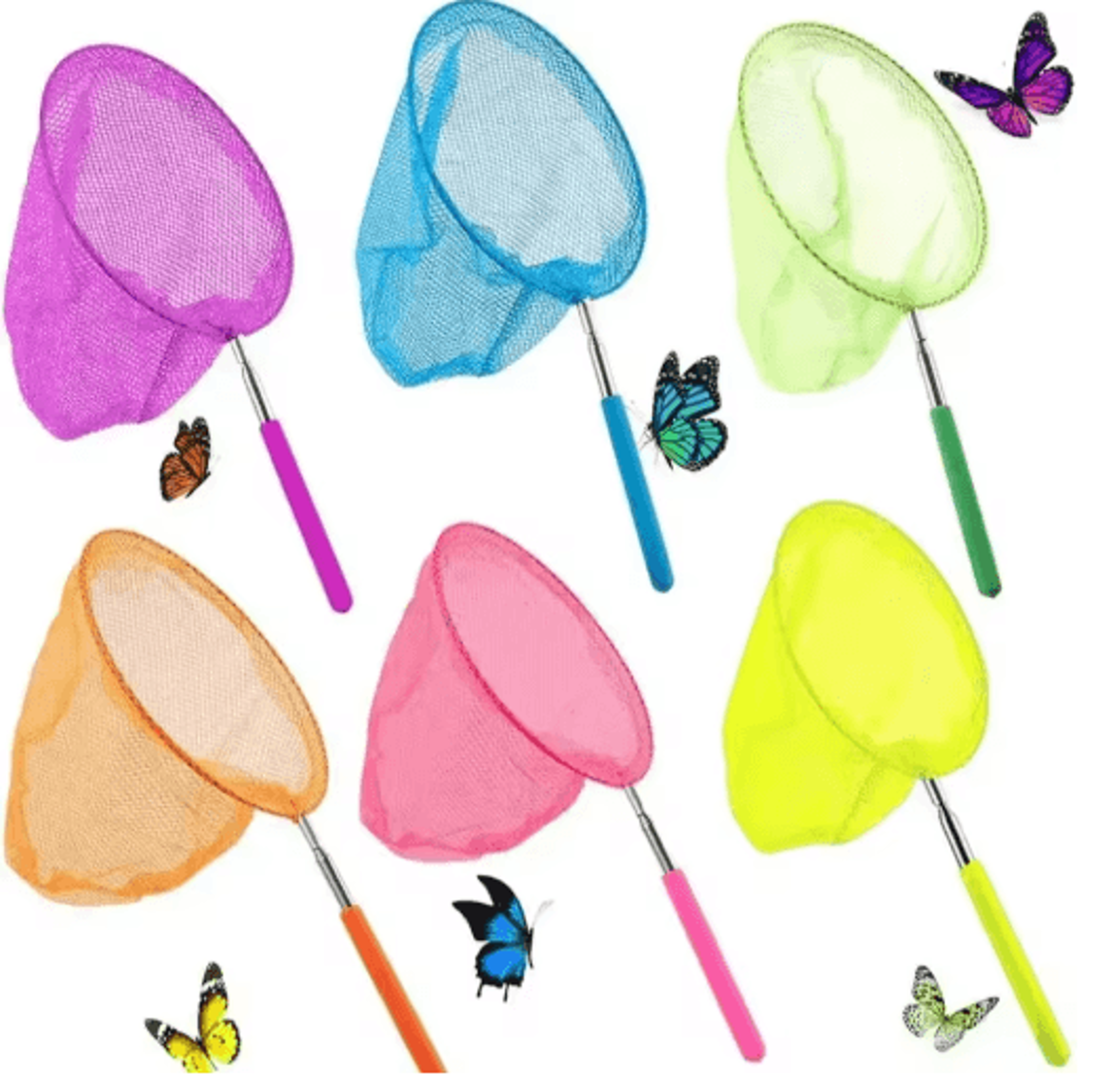 stainless steel telescopic fishing dip net colorful butterfly net for kids