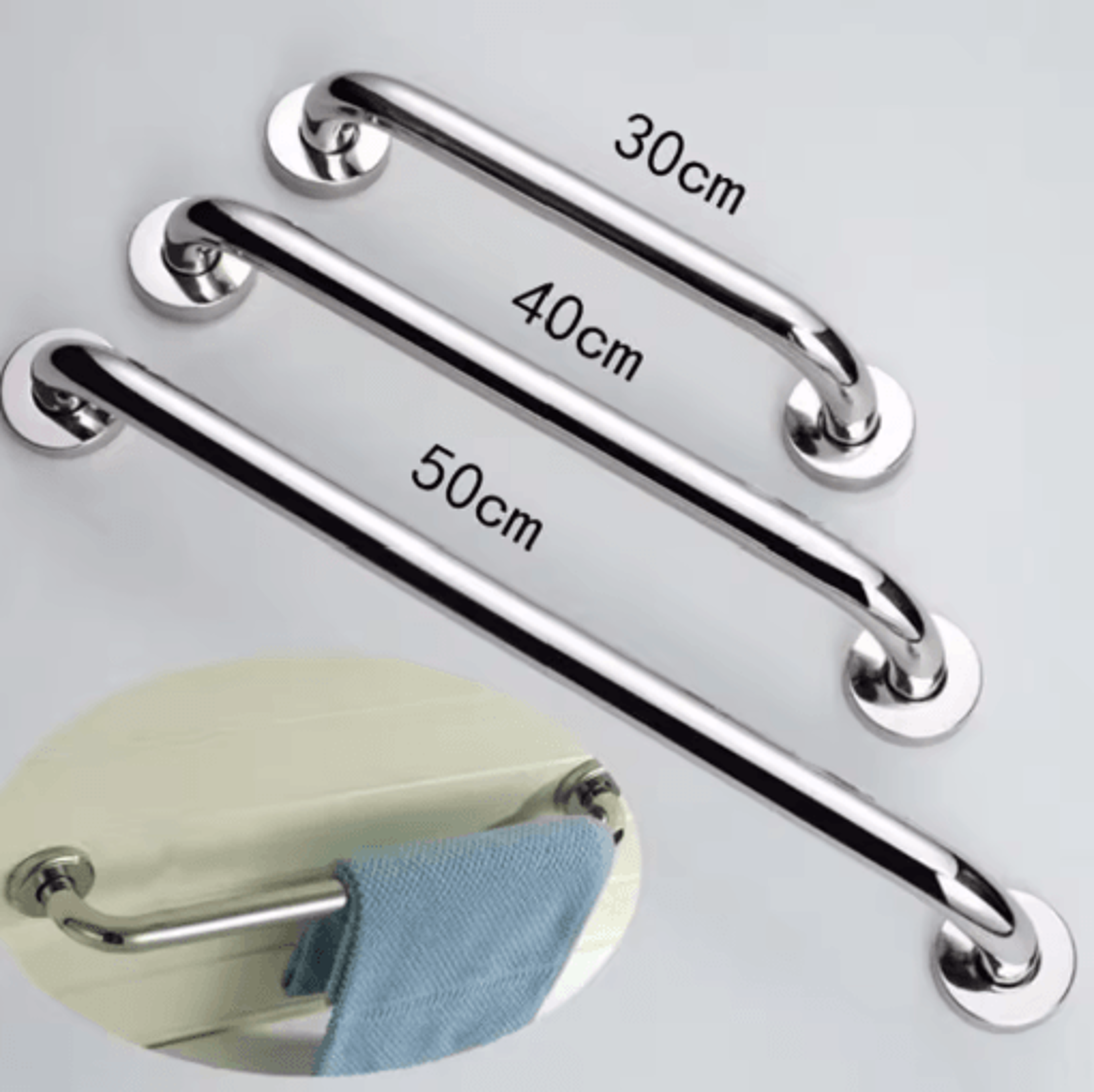 stainless steel towel grab bar anti skid wall handle with secure grip 50 cm
