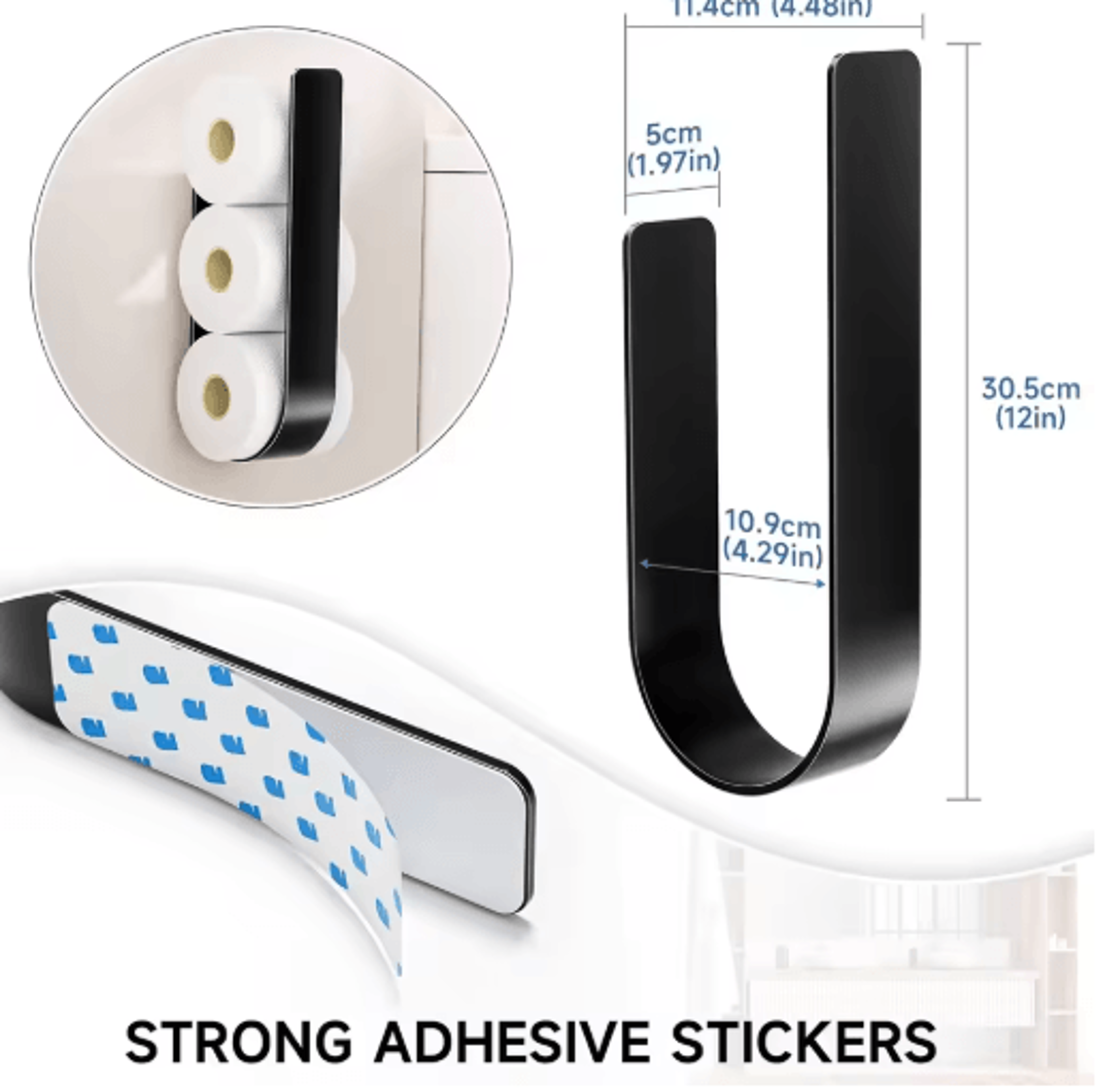 3 in 1 wall mounted toilet paper holder black metal rack with towel bar and hooks