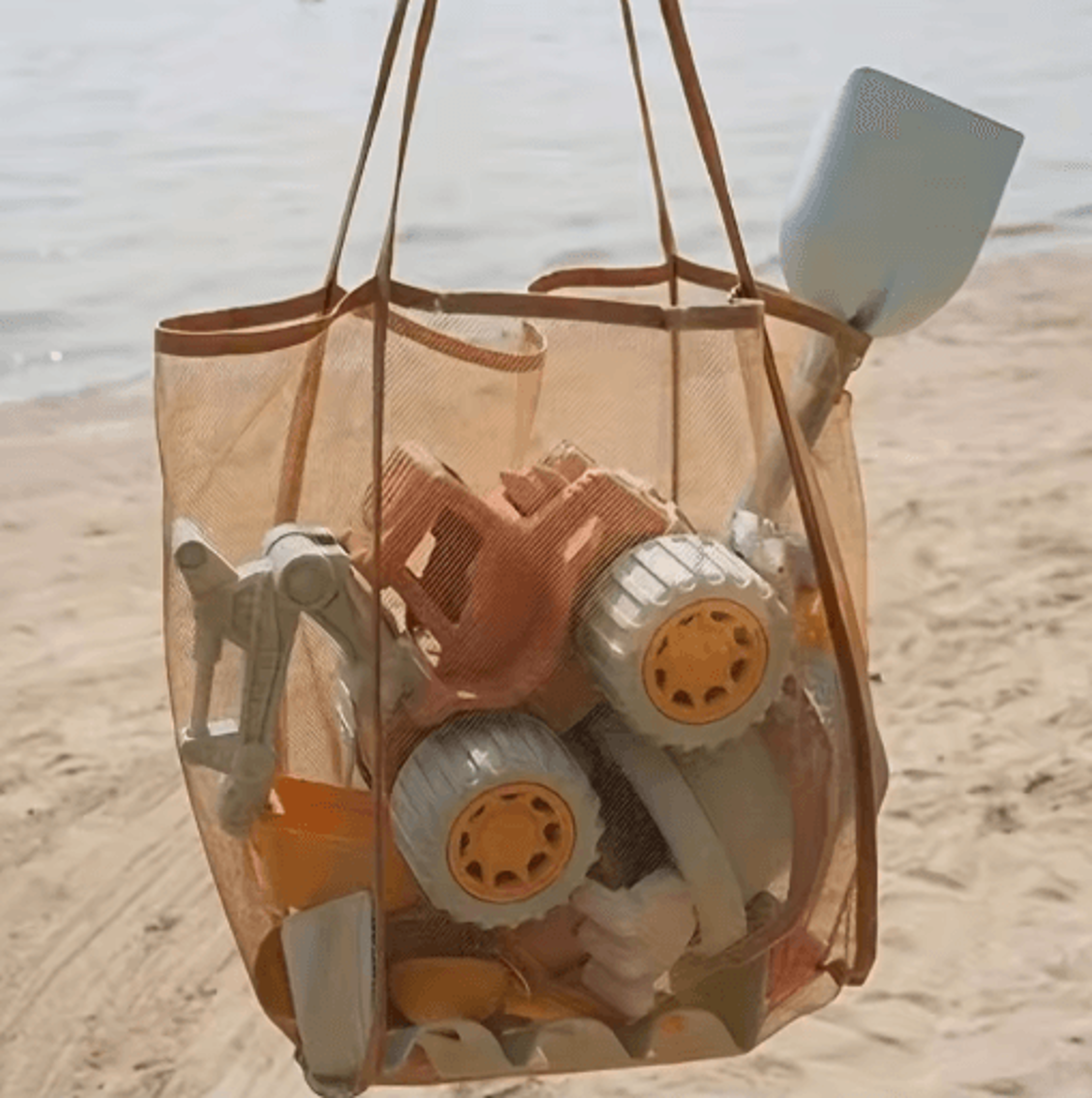 xl foldable beach toy bag extra large mesh tote with sturdy handles for storage and travel