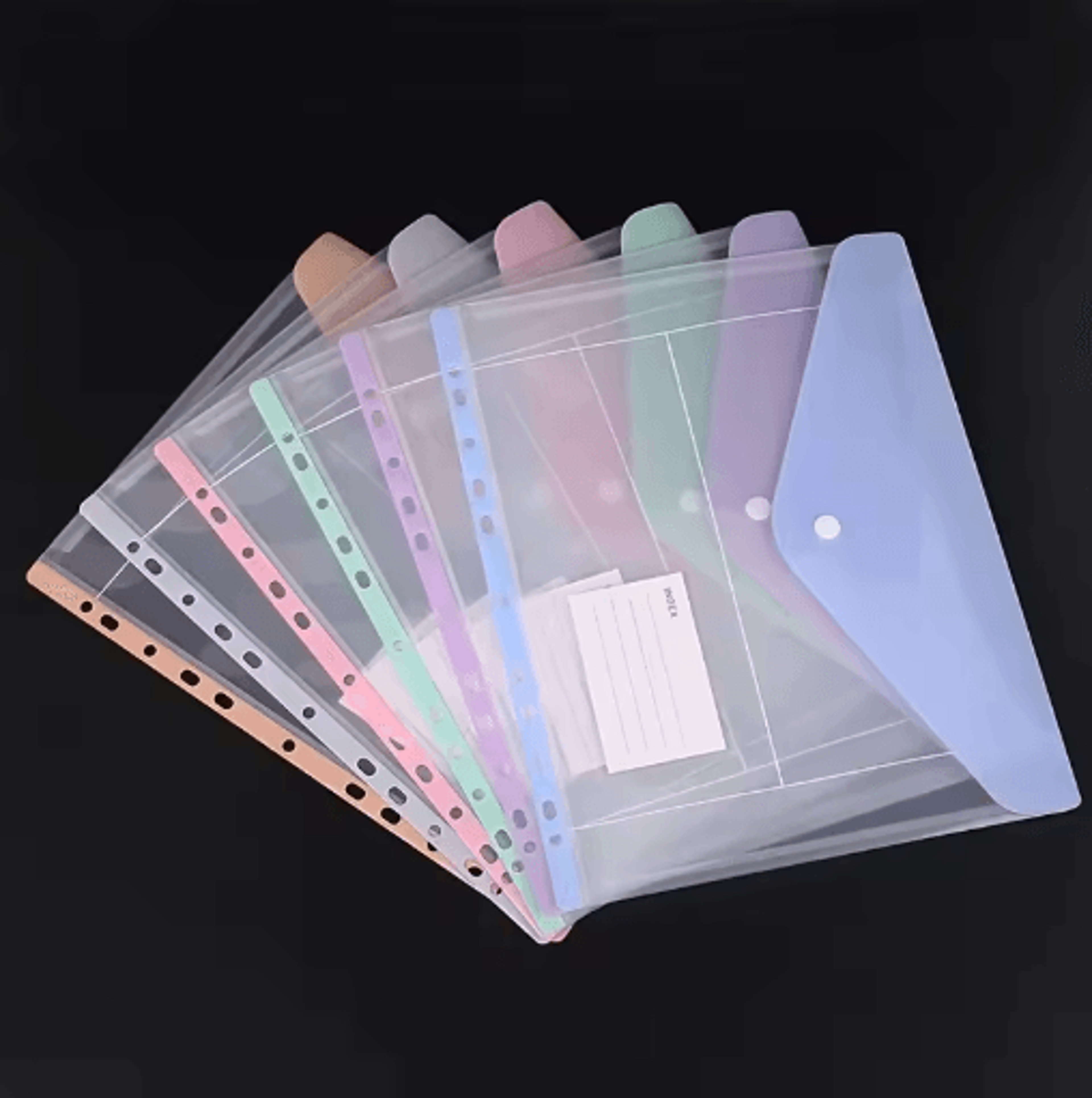 6pcs a4 high capacity loose leaf file bags 11 hole binder pockets with button closure