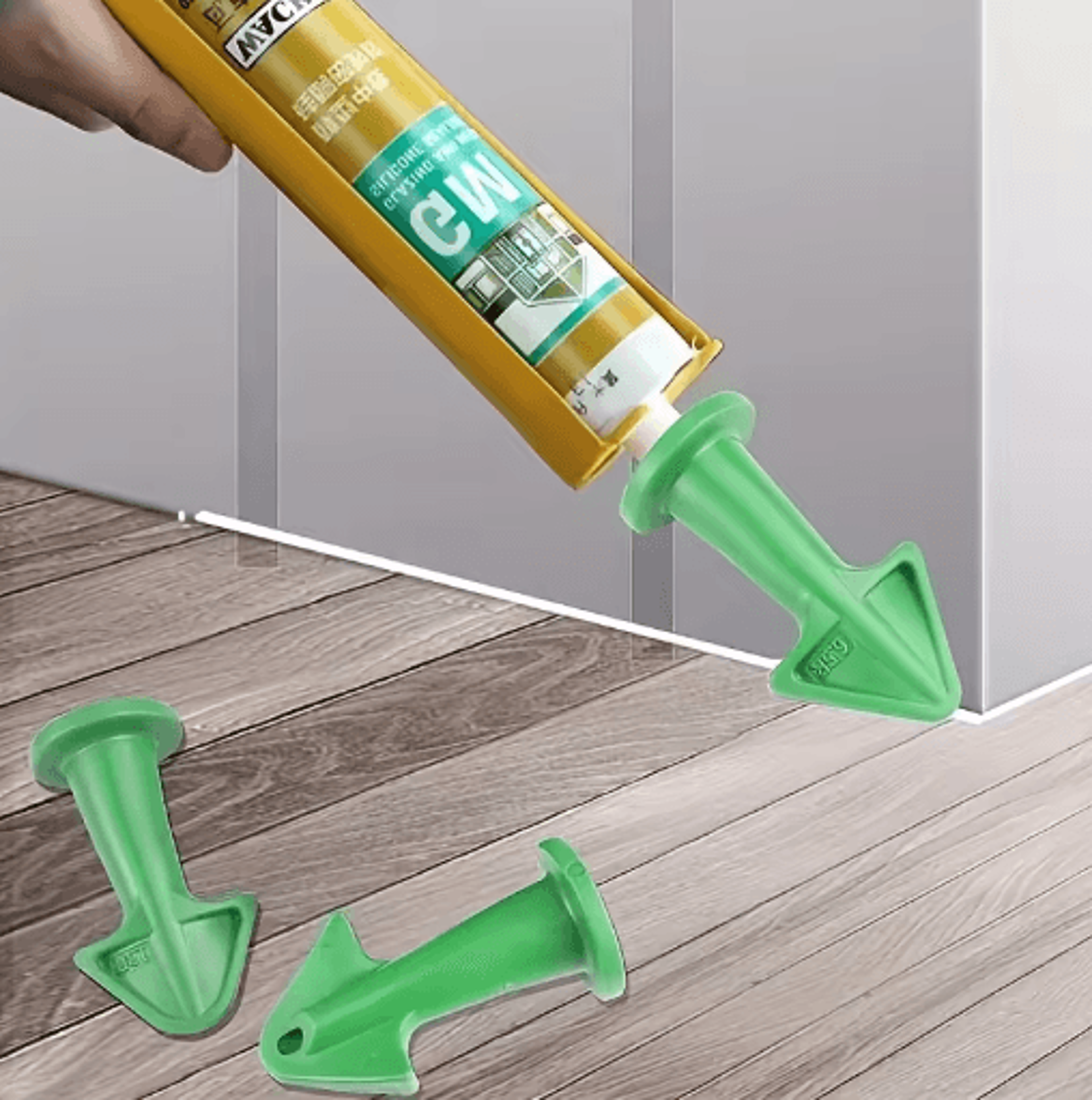 3pcs caulk nozzle applicator set silicone caulking and sealant finishing tools with scraper