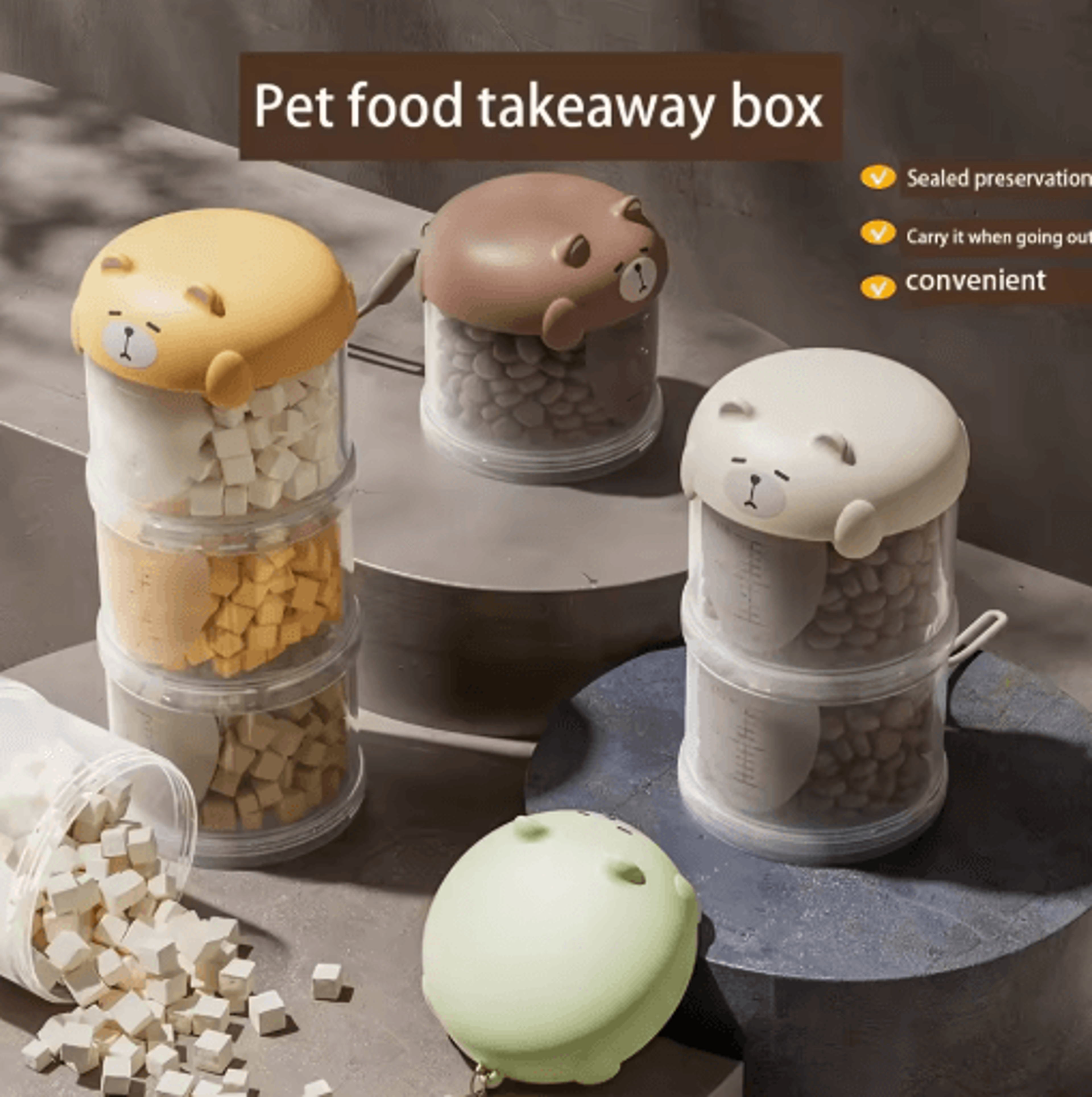 portable pet travel snack box hangable mini treat container for dogs and cats