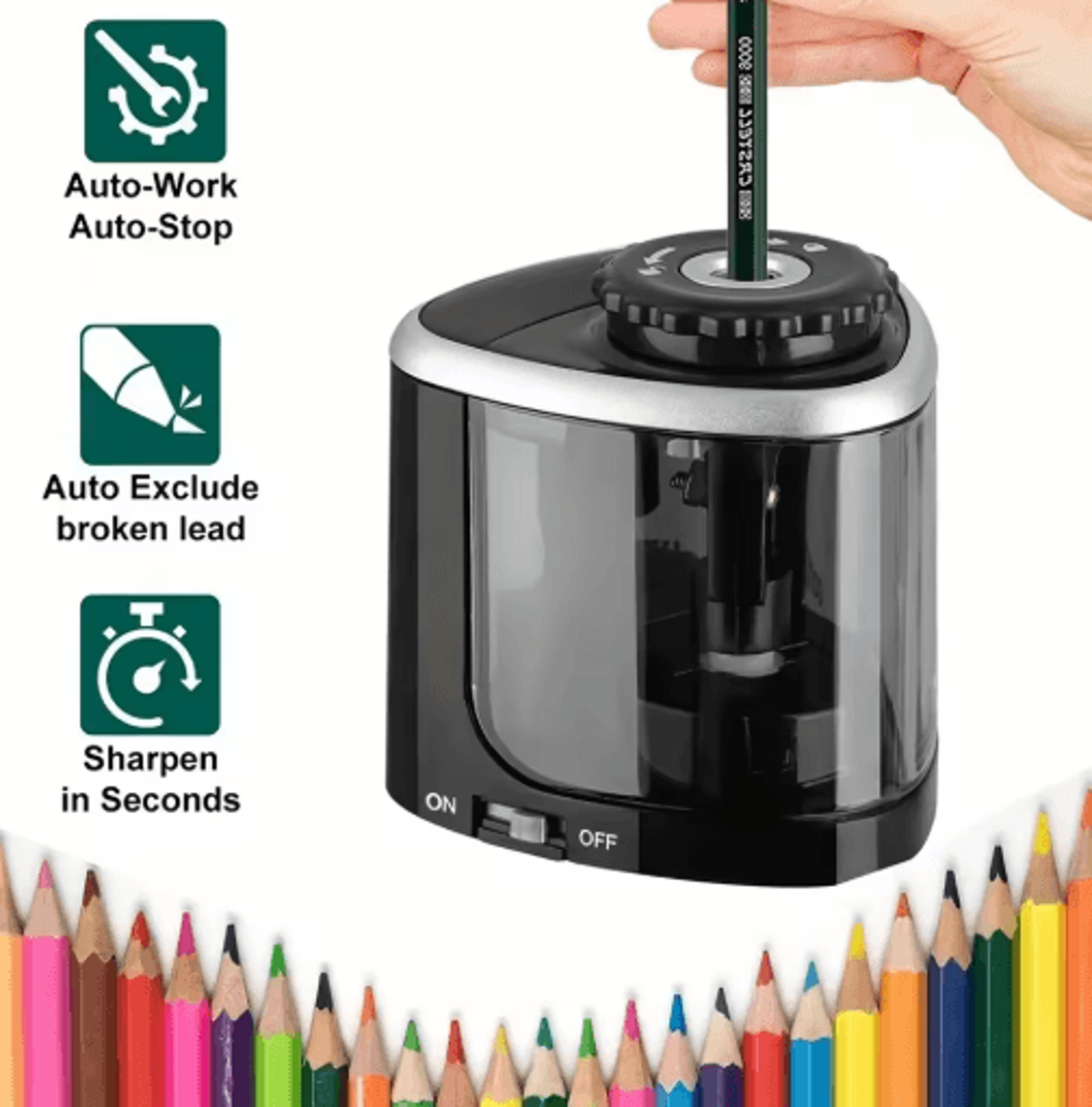electric desktop pencil sharpener automatic sharpener for 6 to 8mm pencils