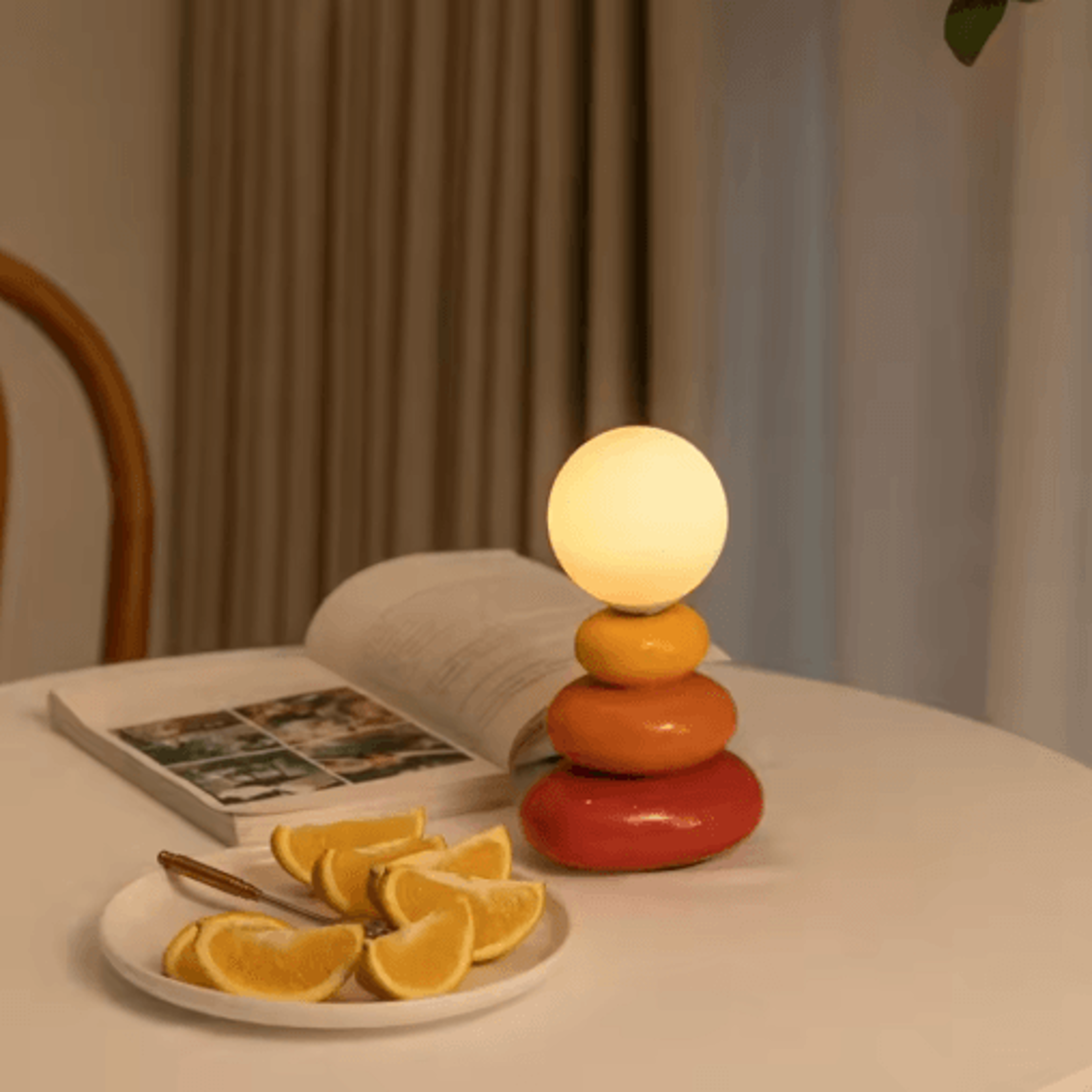 colorful stone table lamp nordic led neutral light bedside lamp with stacked stone design