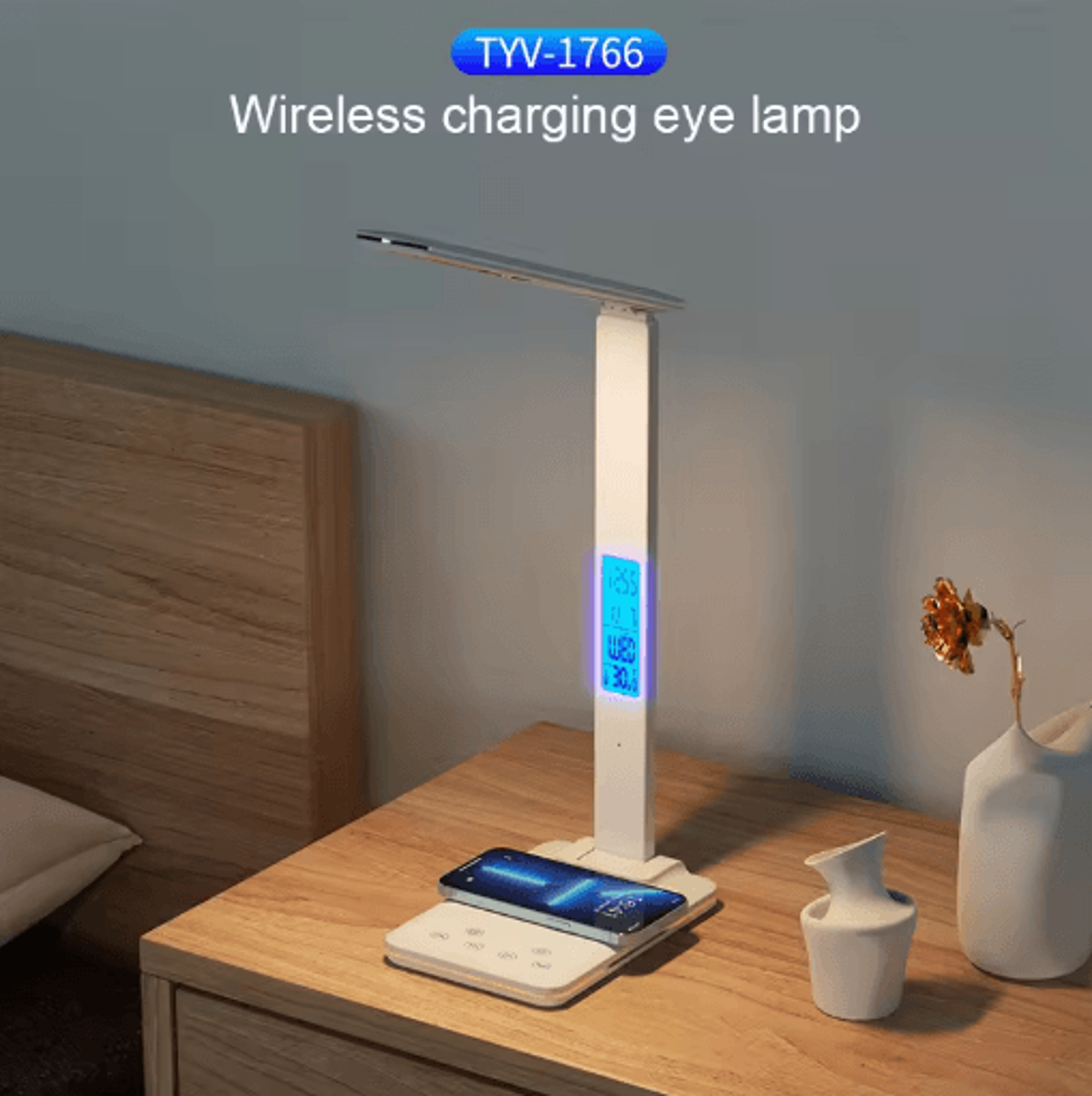 led desk lamp with wireless charger touch dimmable eye caring night light with usb port