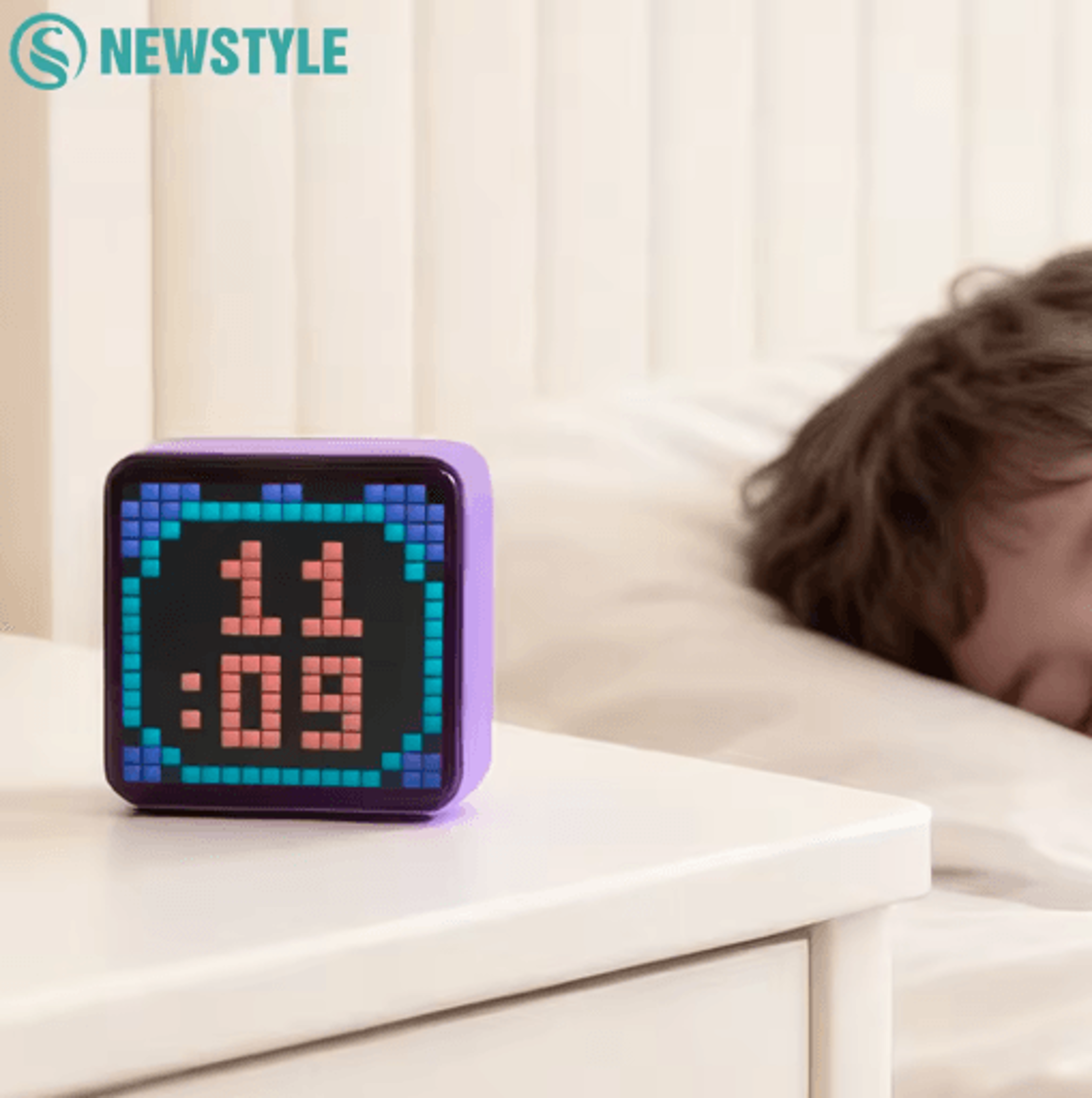 led pixel display night light bluetooth app control diy table lamp with alarm clock 5000mah