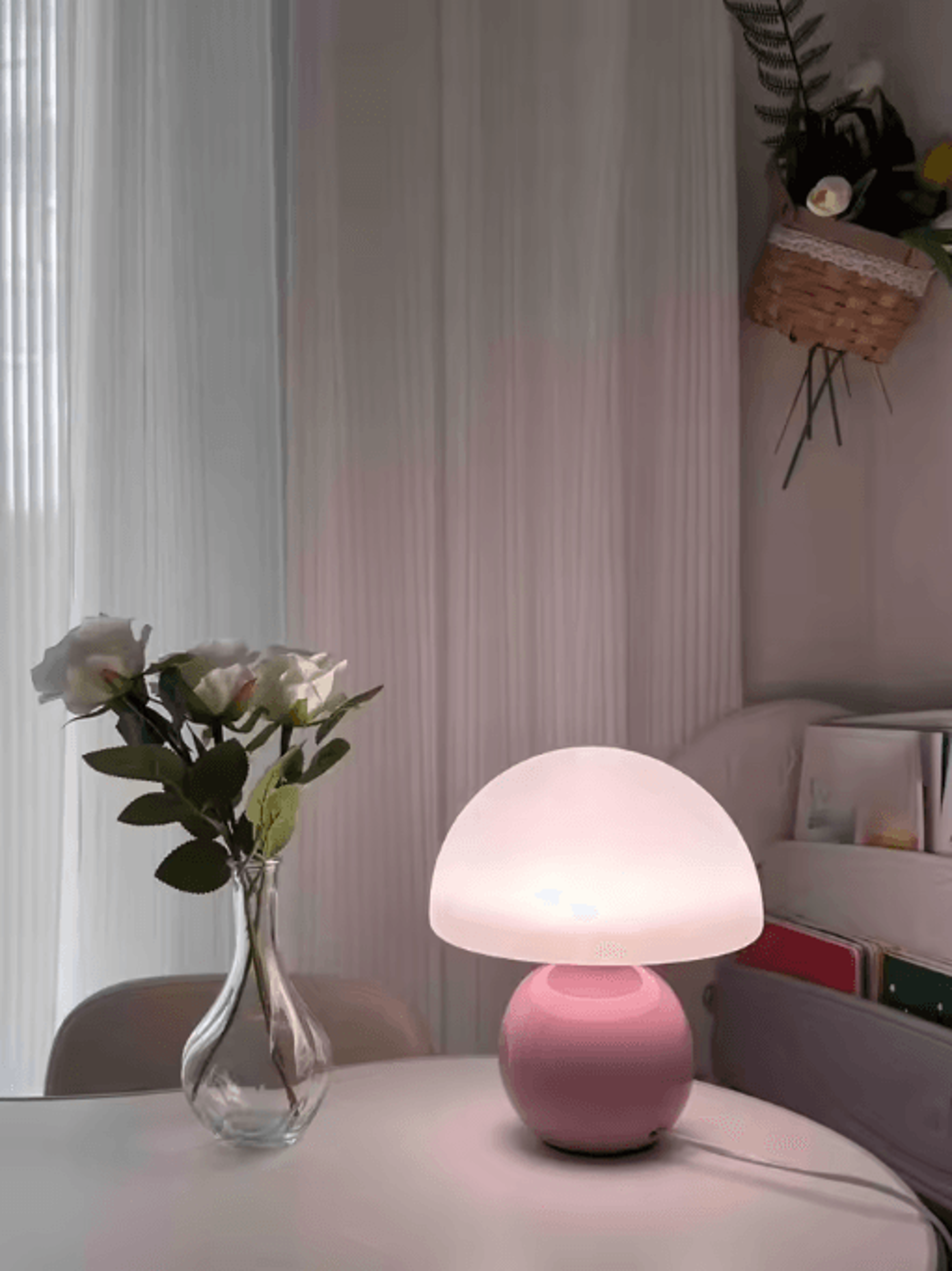 decorative usb table lamp soft ambient desk and night light in pink orange red white and beige