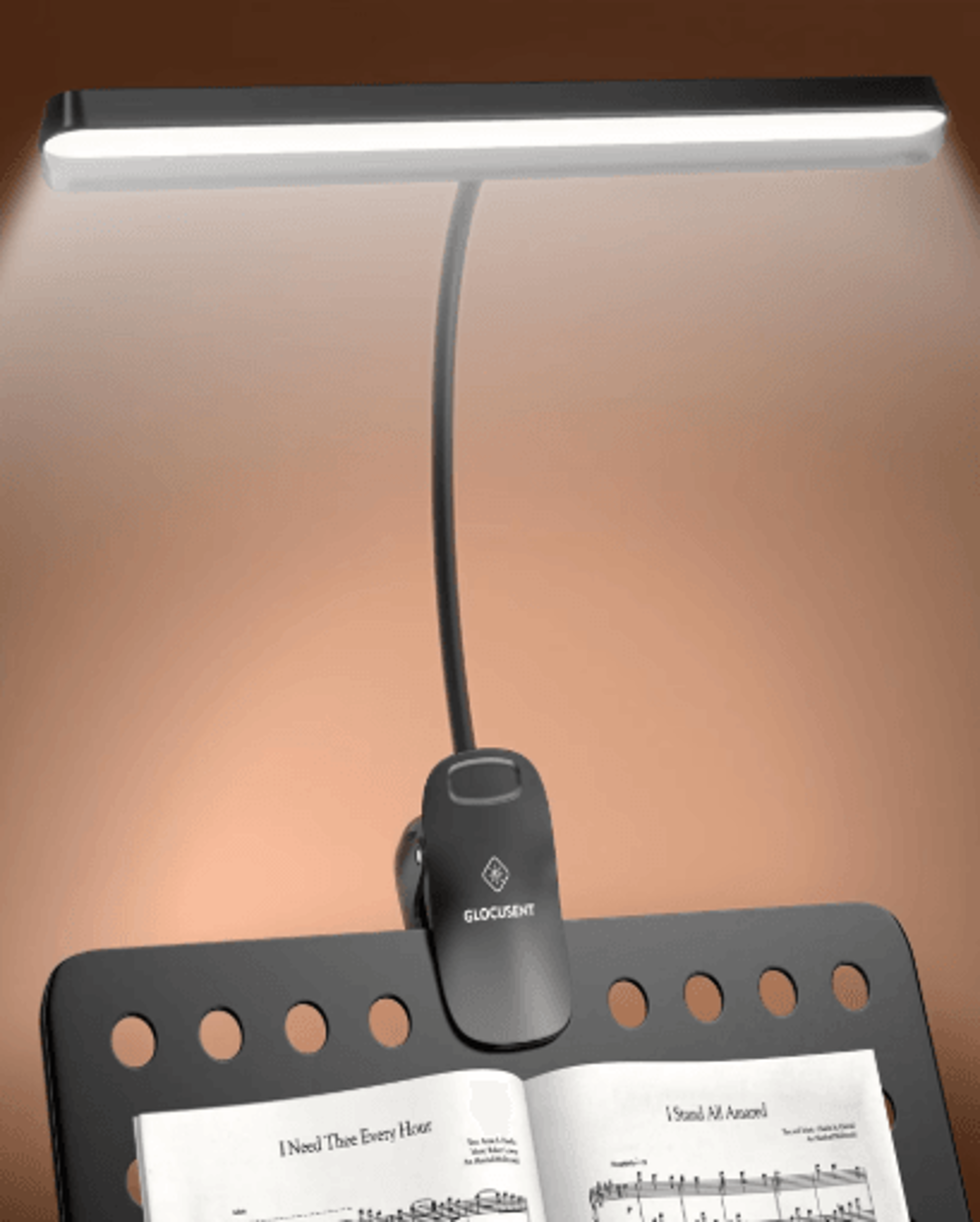 glocusent foldable music stand light long lasting clip on led lamp with adjustable brightness