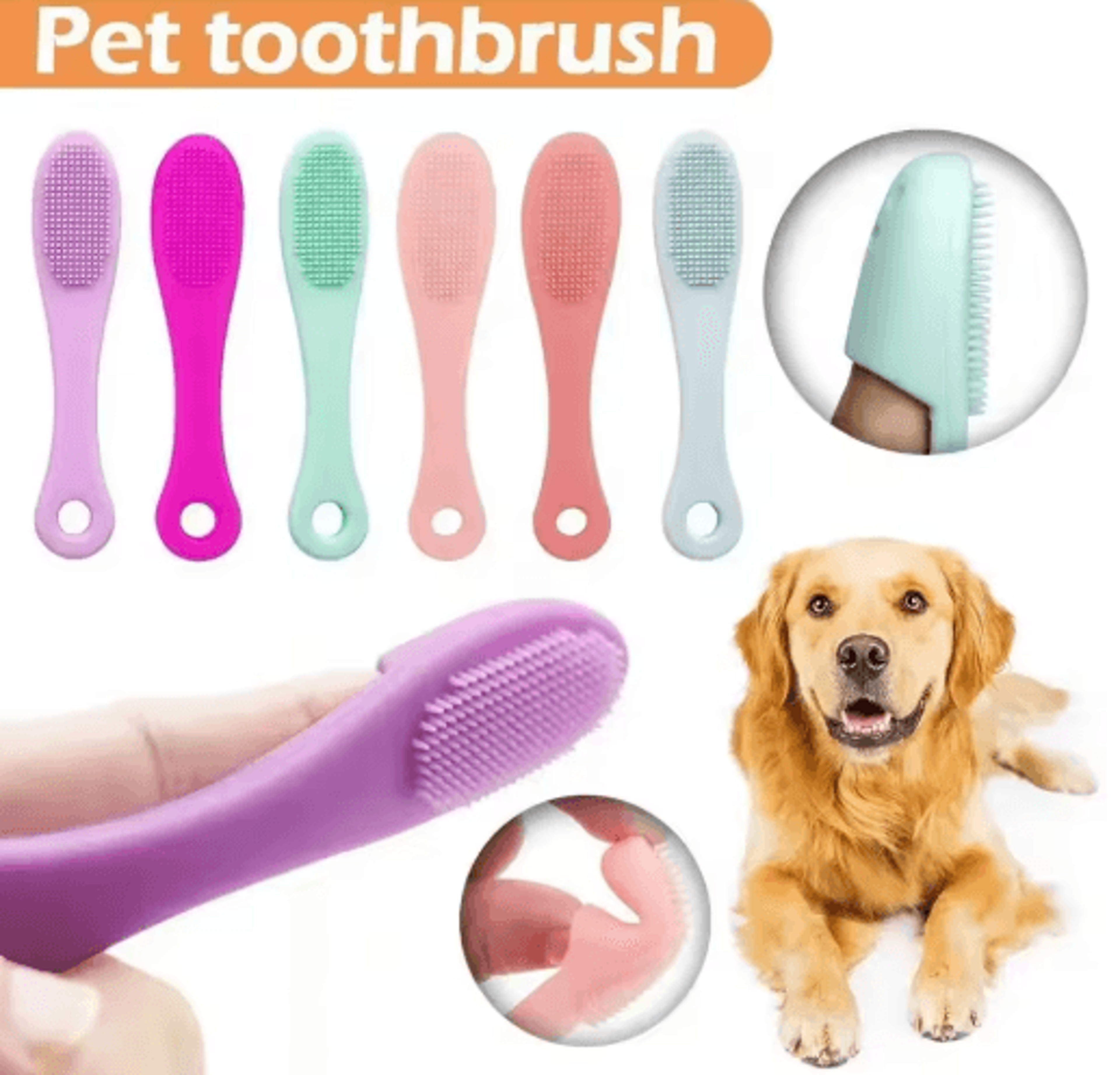pet silicone finger toothbrush soft cleaning brush for dog and cat teeth nose and face care