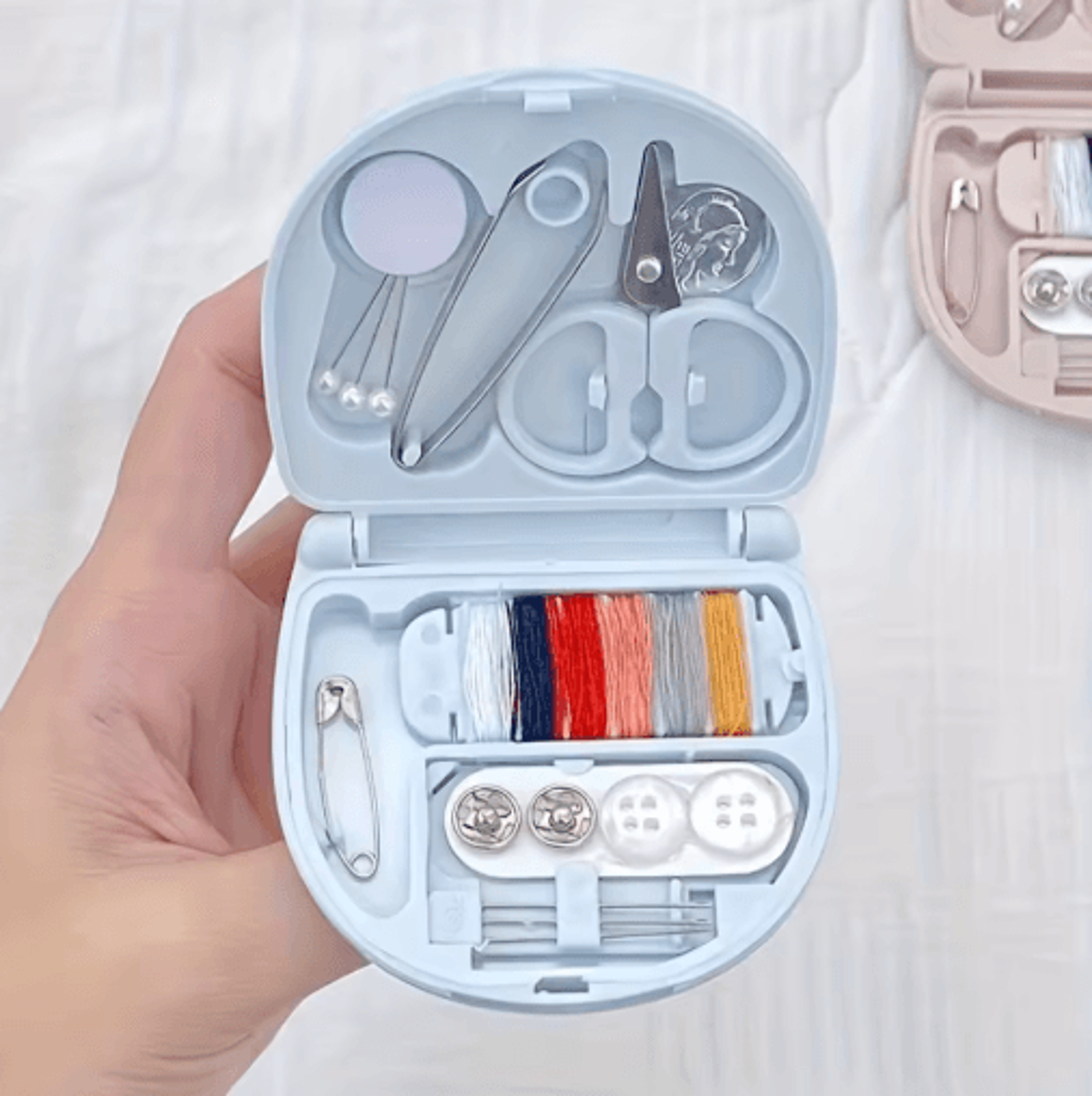 portable travel sewing kit compact sewing bag with mini scissors and thread for quick repairs