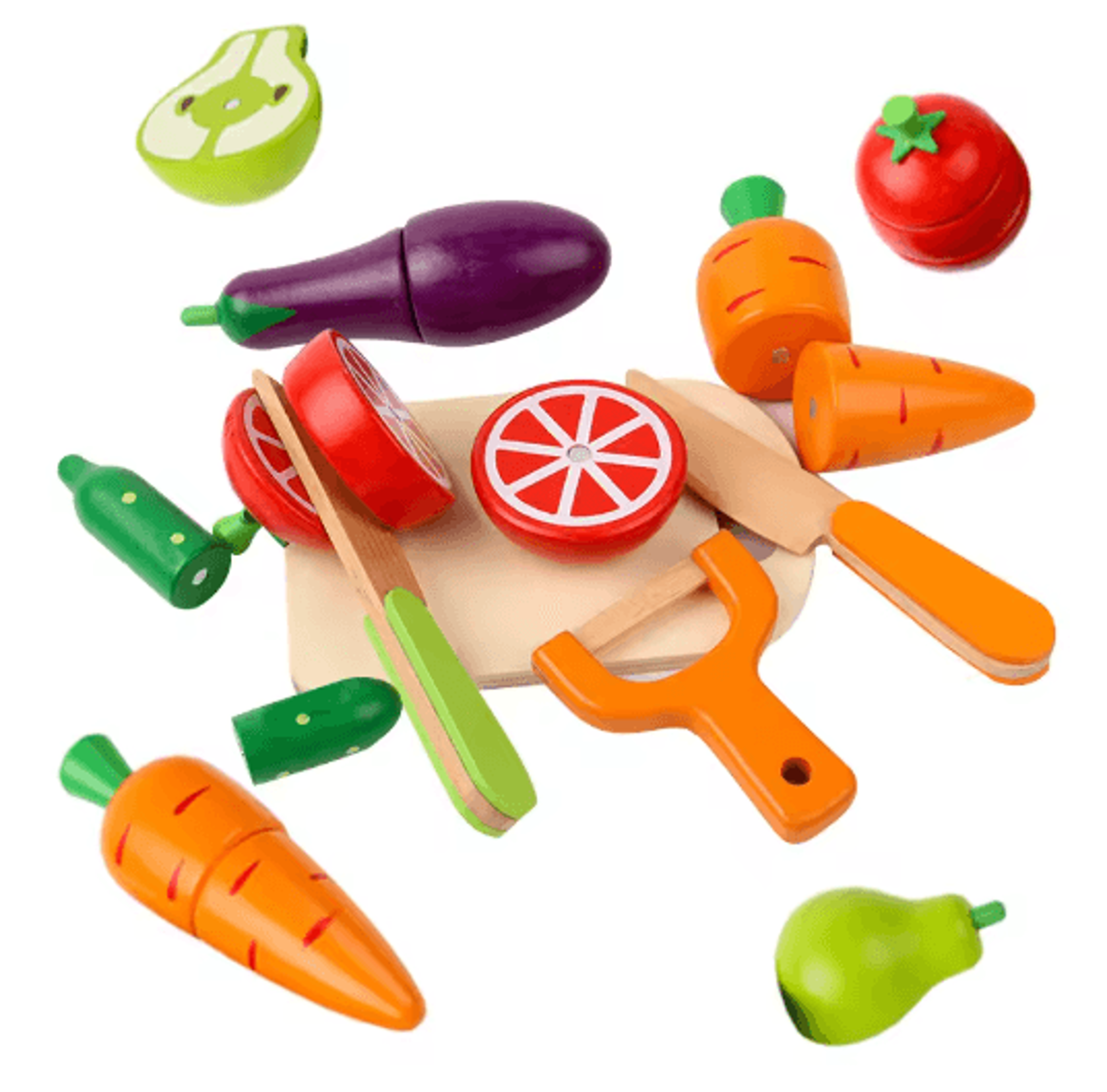 wooden pretend kitchen play set montessori cutting fruit and vegetable toy for kids