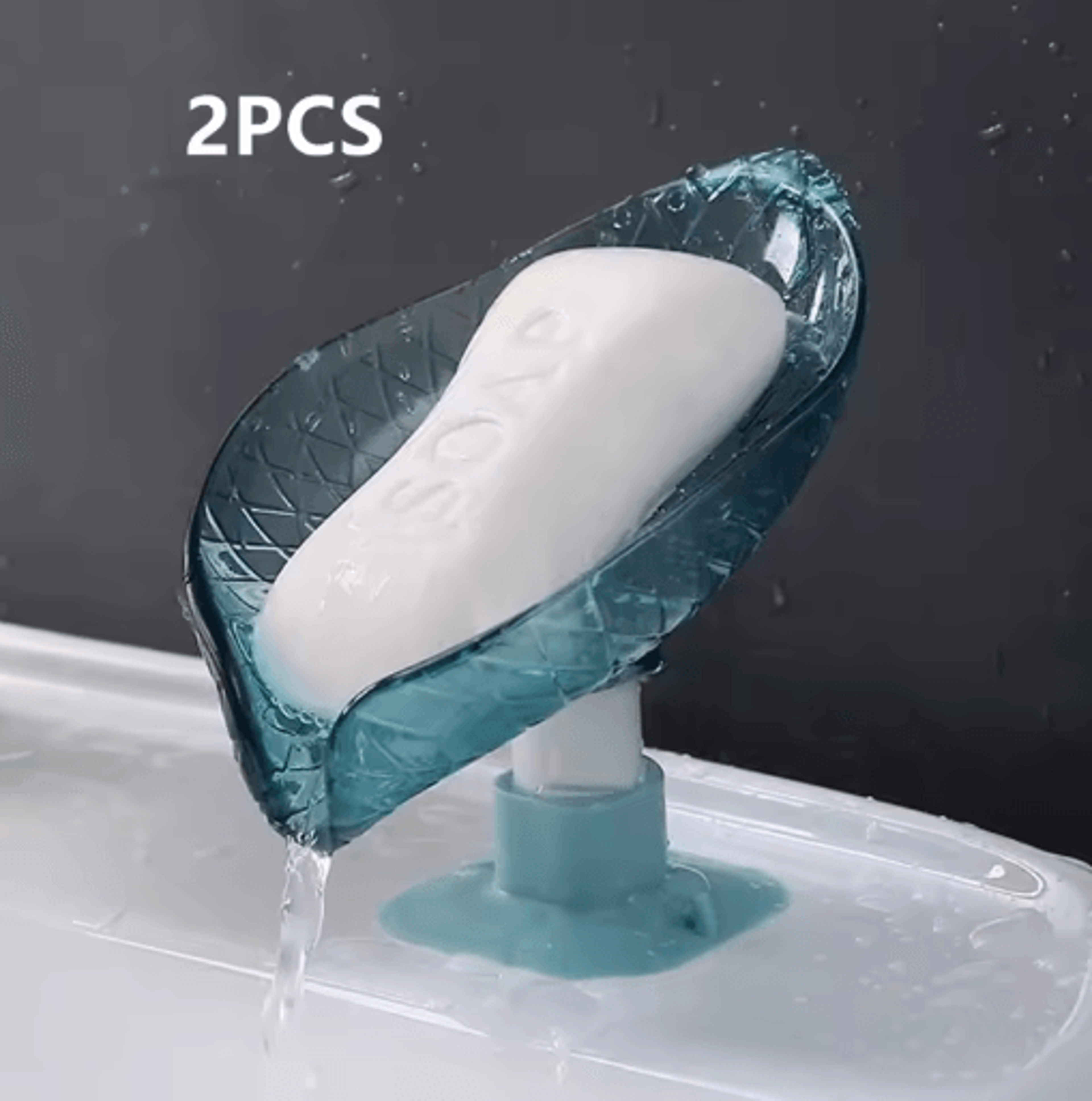 leaf design self draining soap tray with suction cup 2 piece set