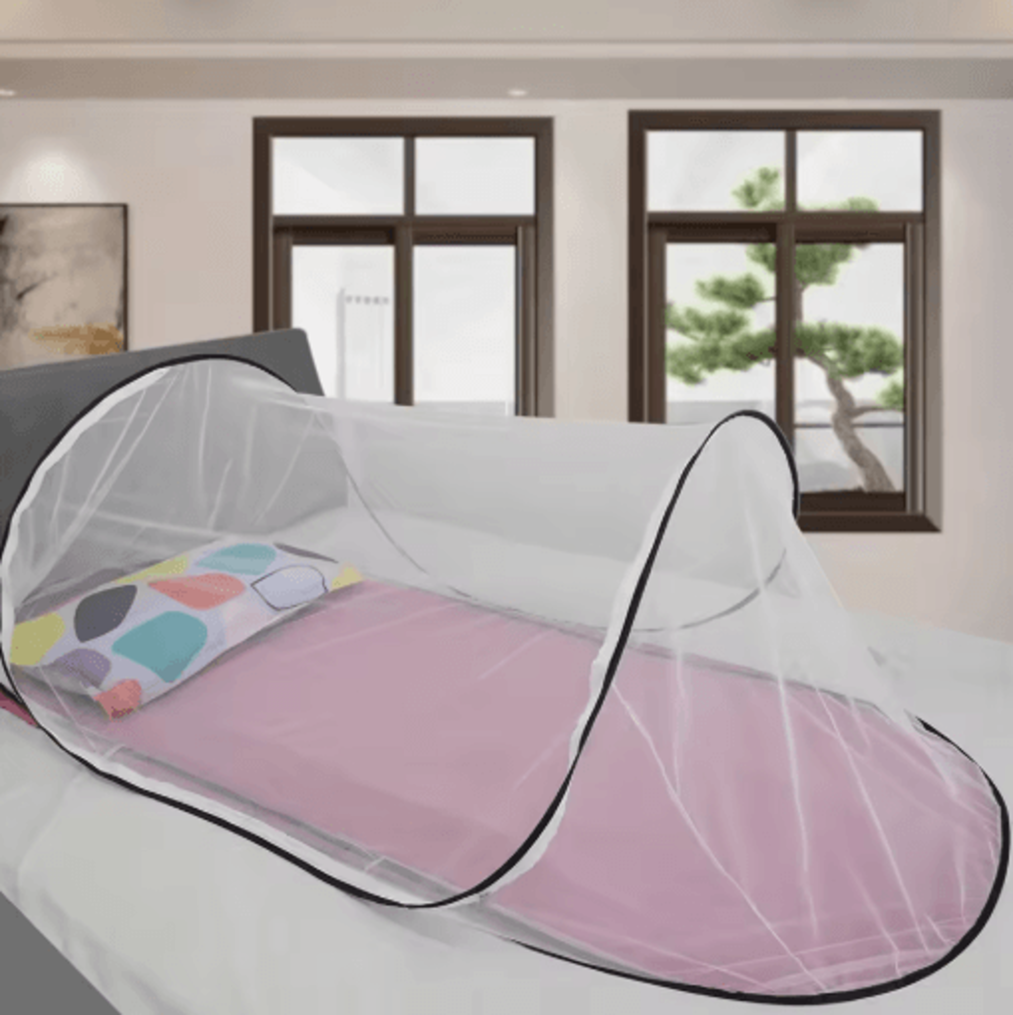foldable installation free single dorm mosquito net with encrypted mesh