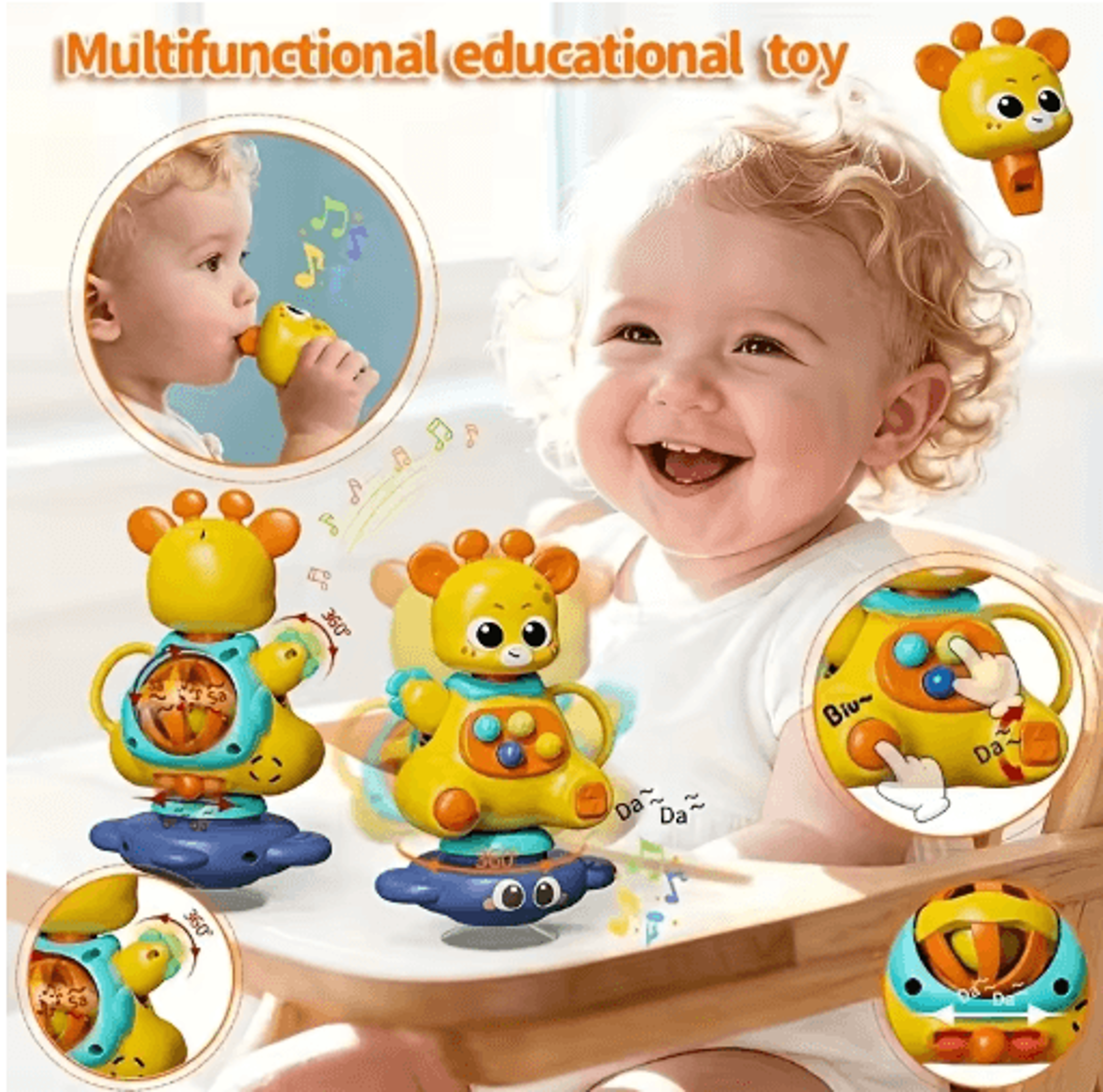 interactive giraffe suction cup toy multifunctional sensory learning and motor skills development toy