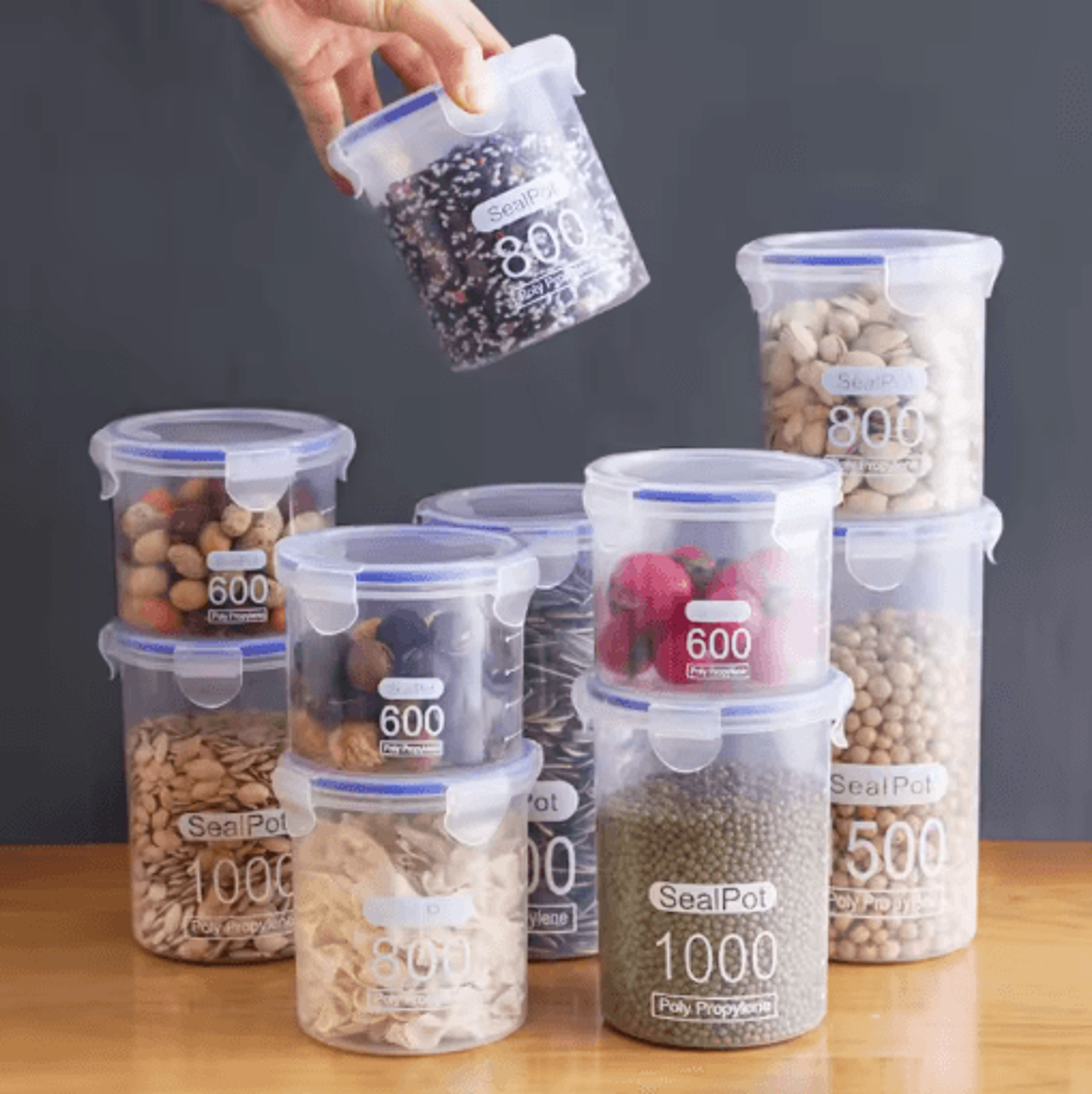 food grade sealed storage box for grains and fresh keeping 1pc 4pcs set