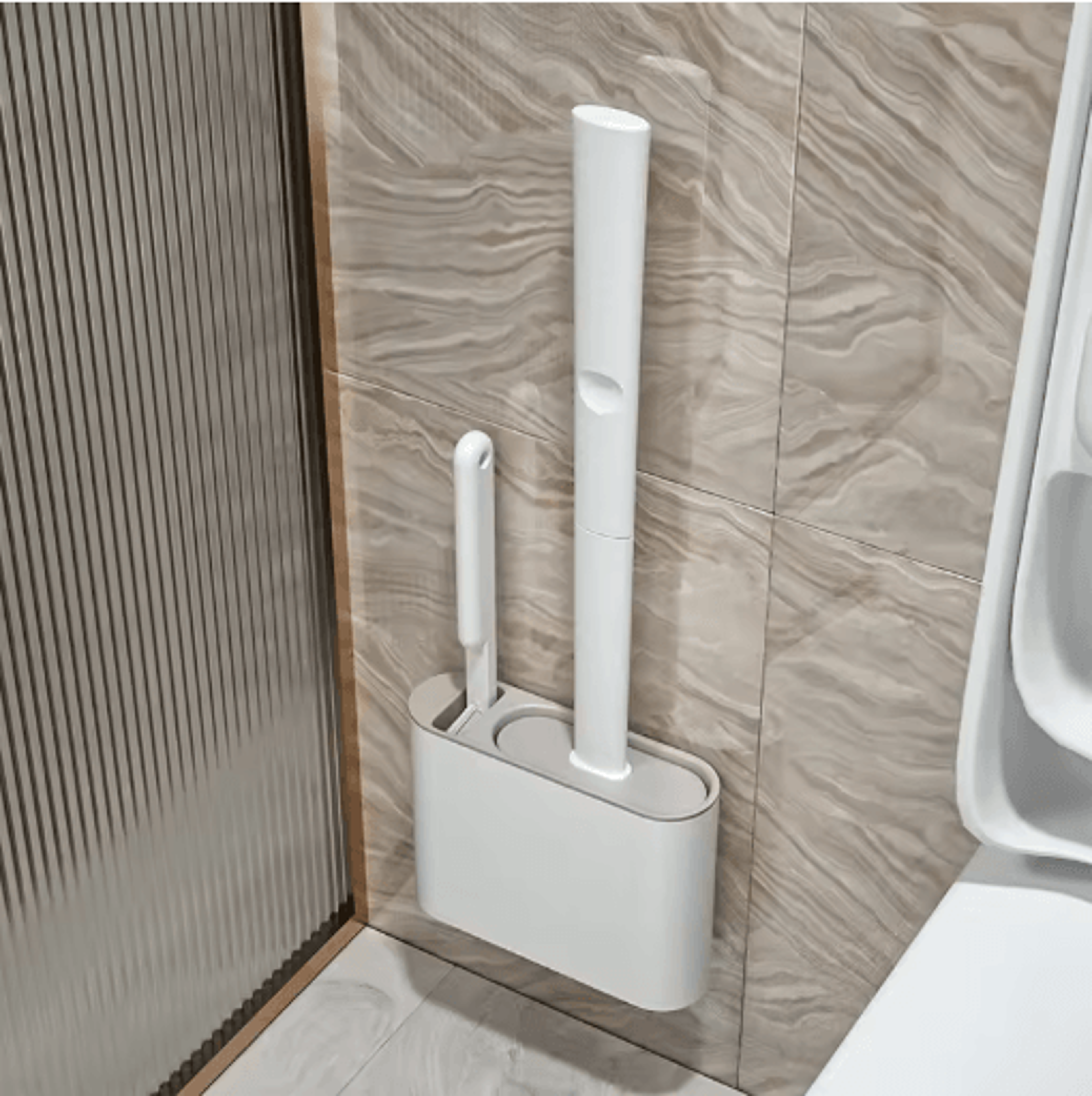 silicone toilet brush set – flat head flexible wall-mounted toilet bowl cleaner