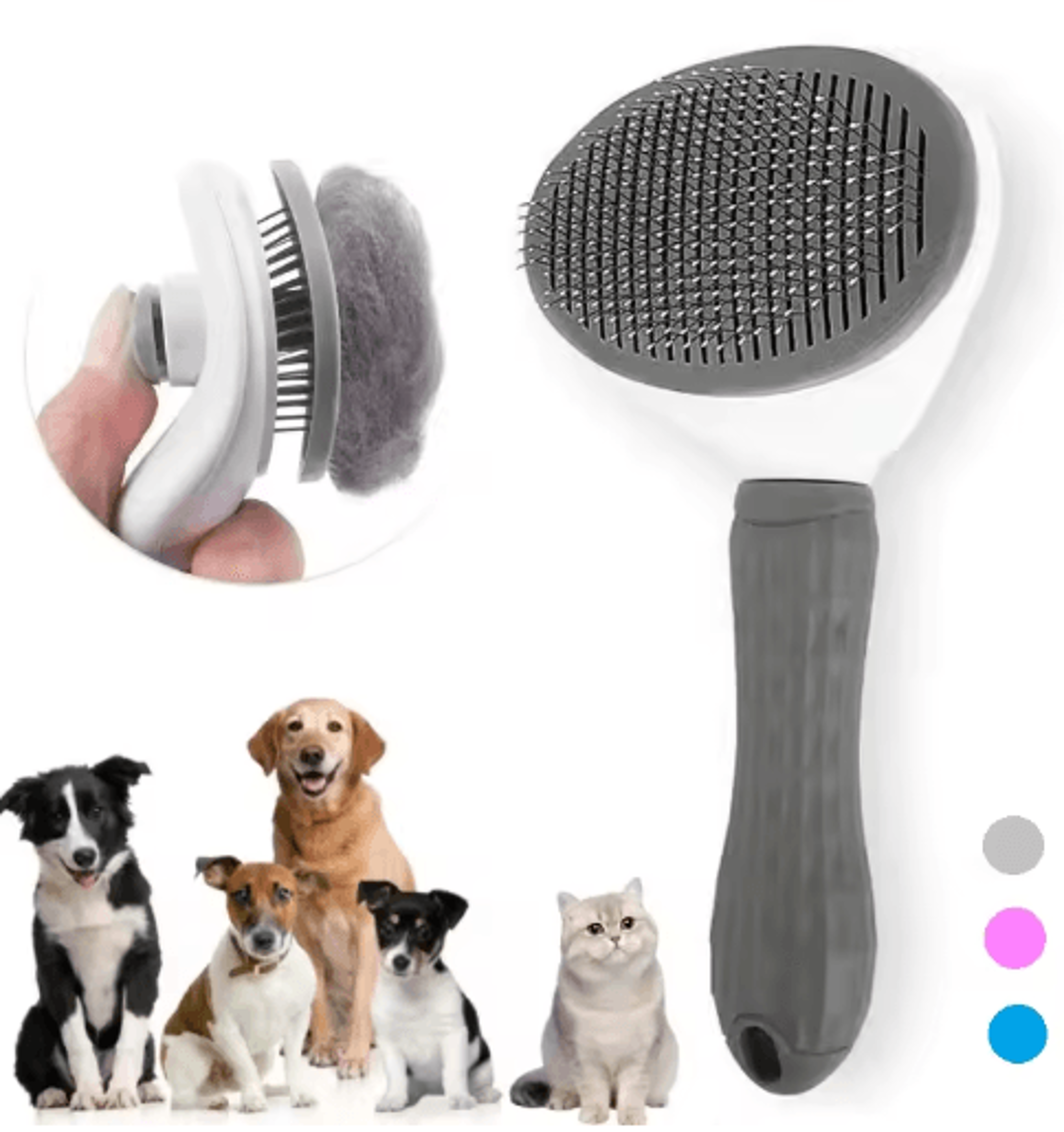 self-cleaning pet hair removal comb – slicker grooming brush for cats & dogs