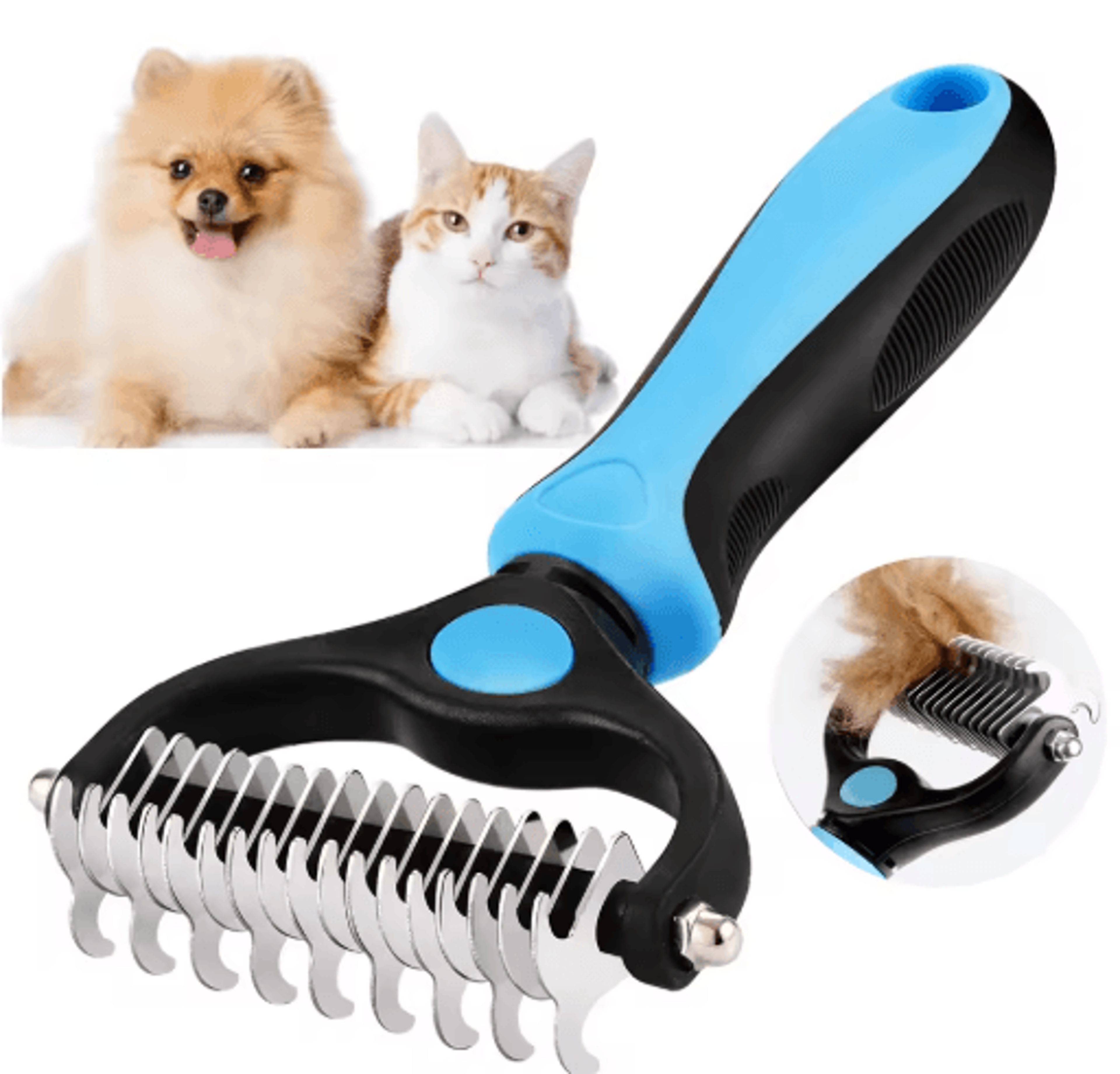 professional pet deshedding brush – fur knot cutter & grooming comb for dogs & cats