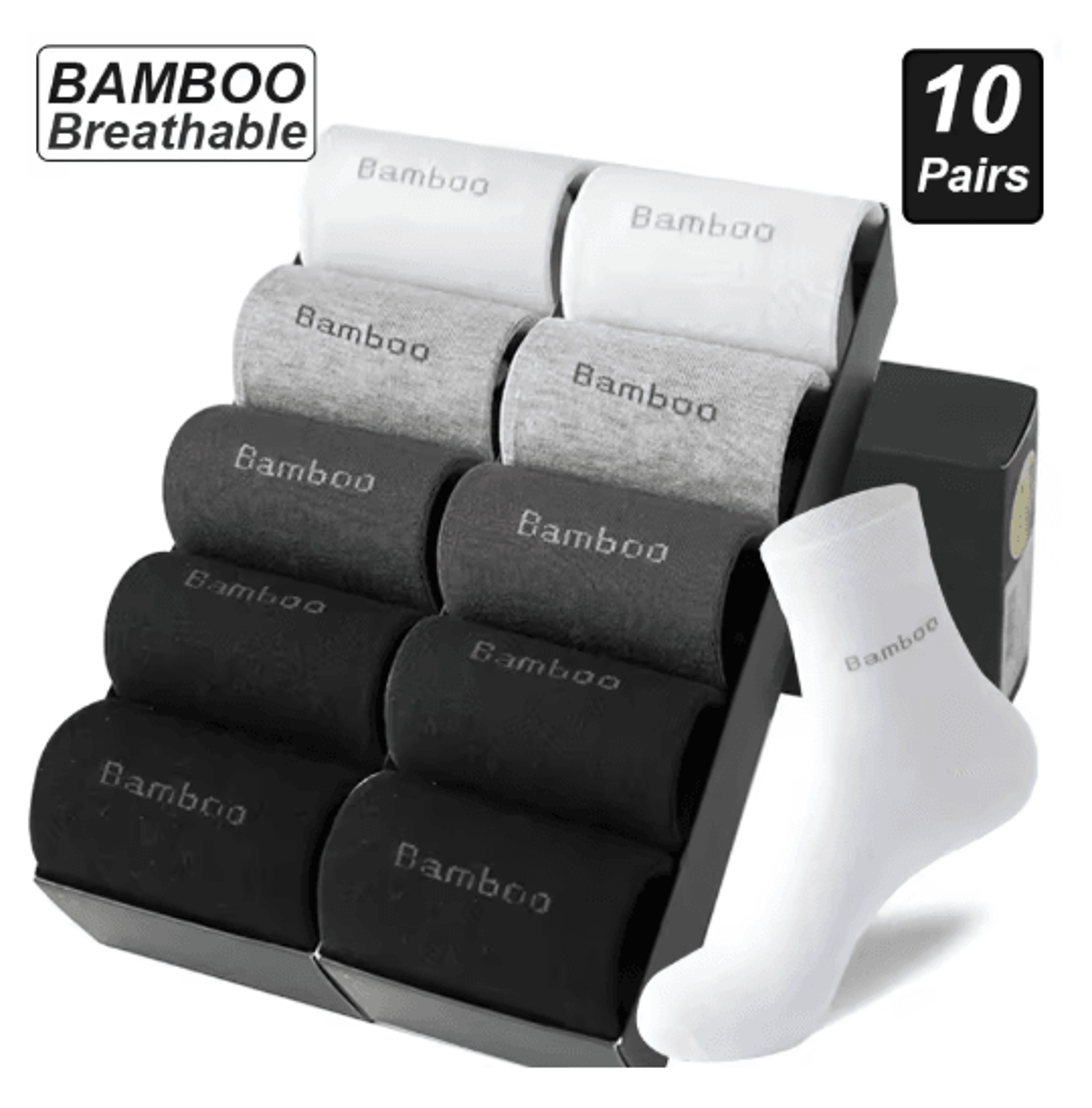 mens bamboo fiber socks 10 pair breathable antibacterial casual and business set eu 38 46