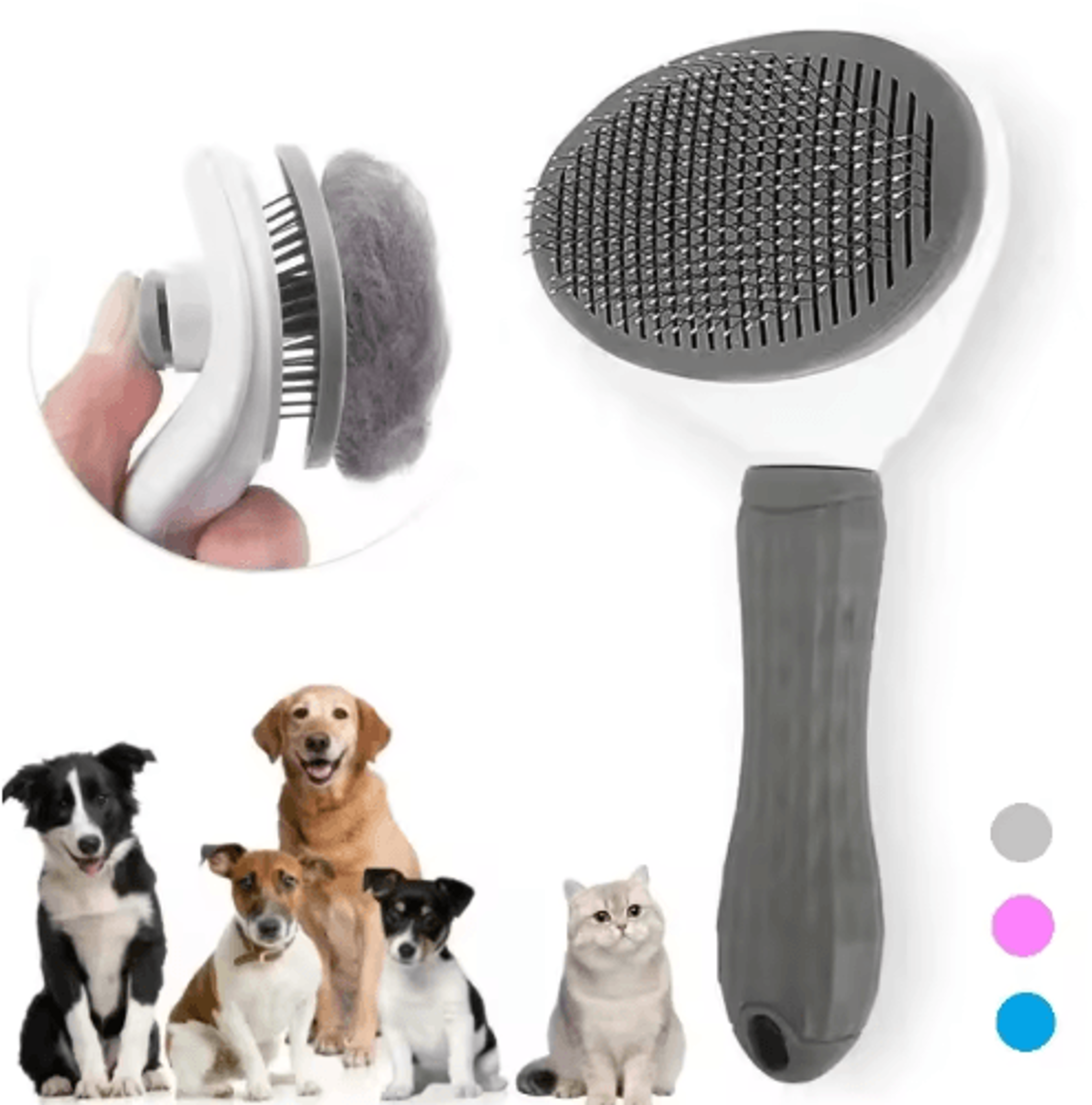 self cleaning pet hair remover brush dematting grooming comb for dogs and cats