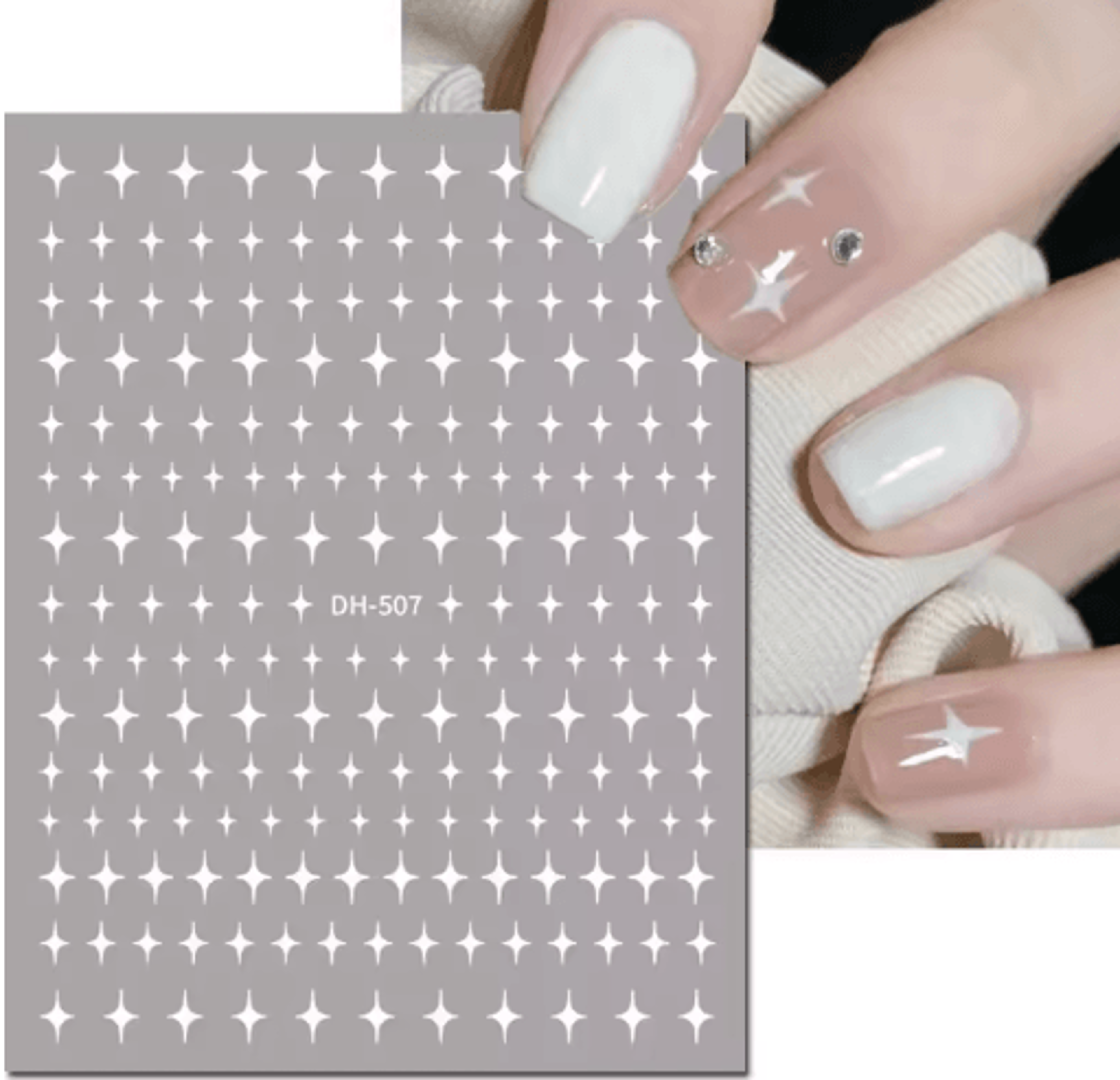 3d nail art stickers set love hearts stars and clouds french tip decals