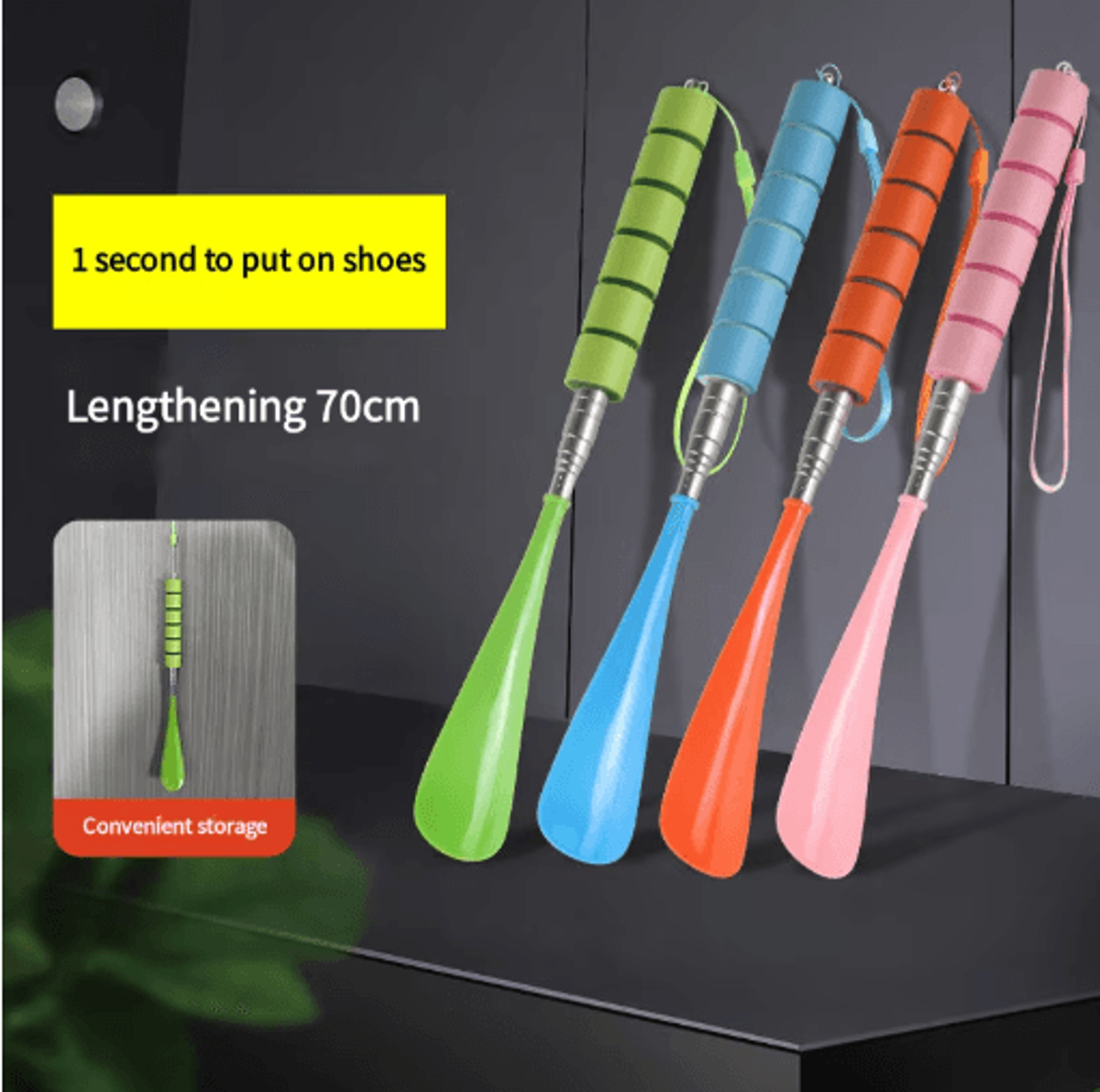 stretchable long metal shoehorn – adjustable 30–71cm no-bend shoe spoon