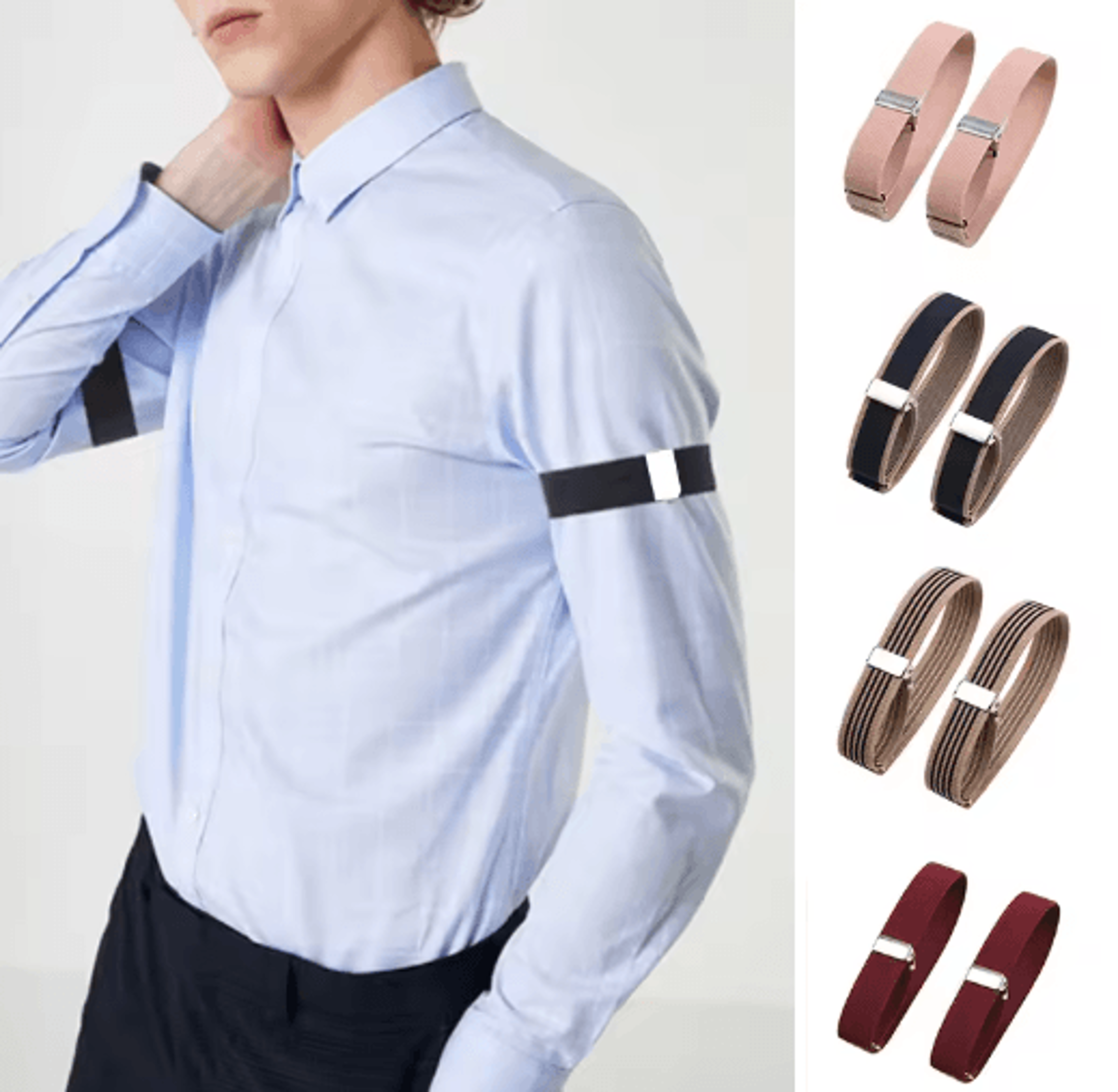 mens and womens sleeve garters non slip elastic arm bands with stripe plaid design