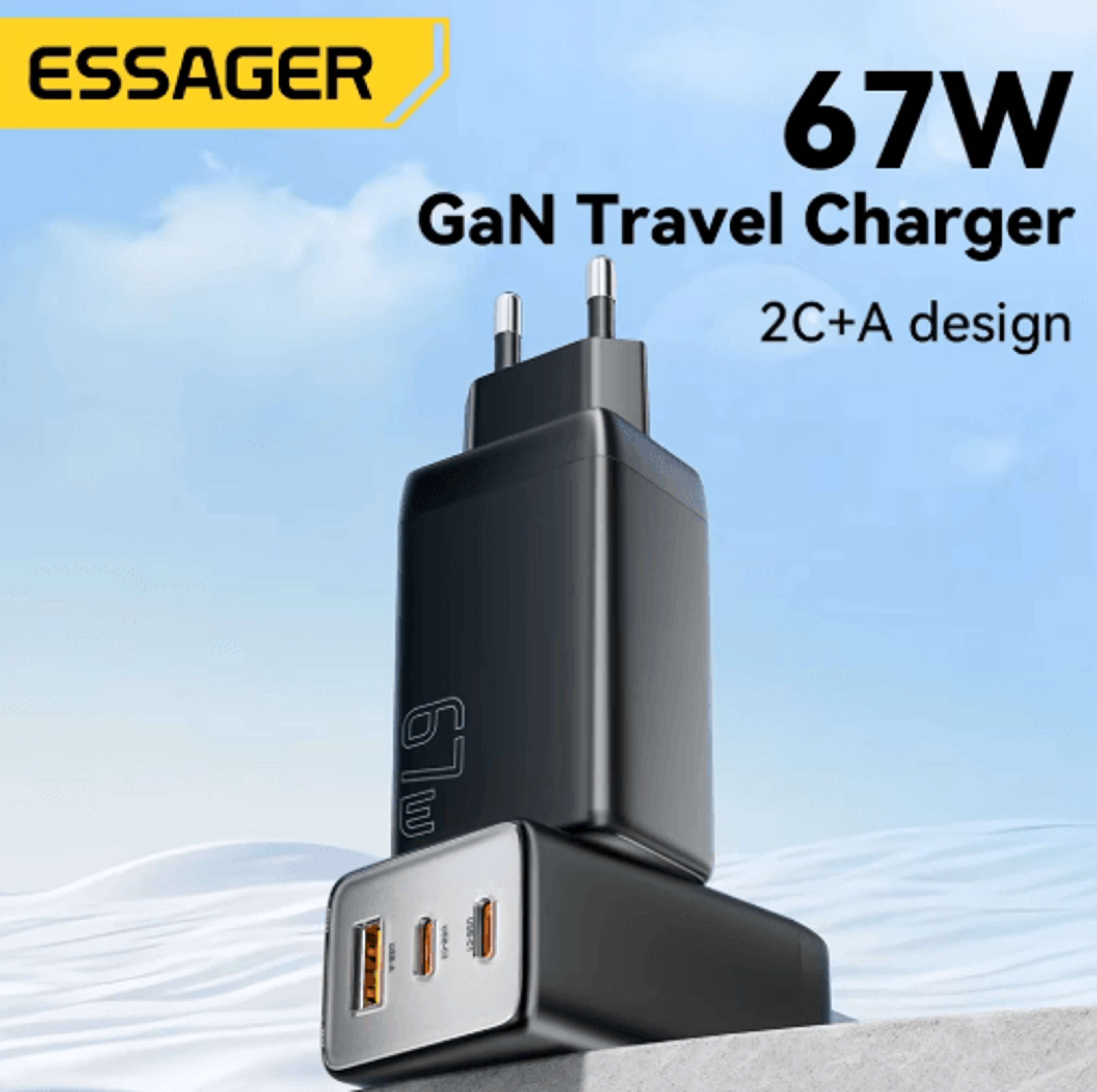 essager 67w gan usb-c charger – pd 3.0 & qc 3.0 fast charger for phones & laptops