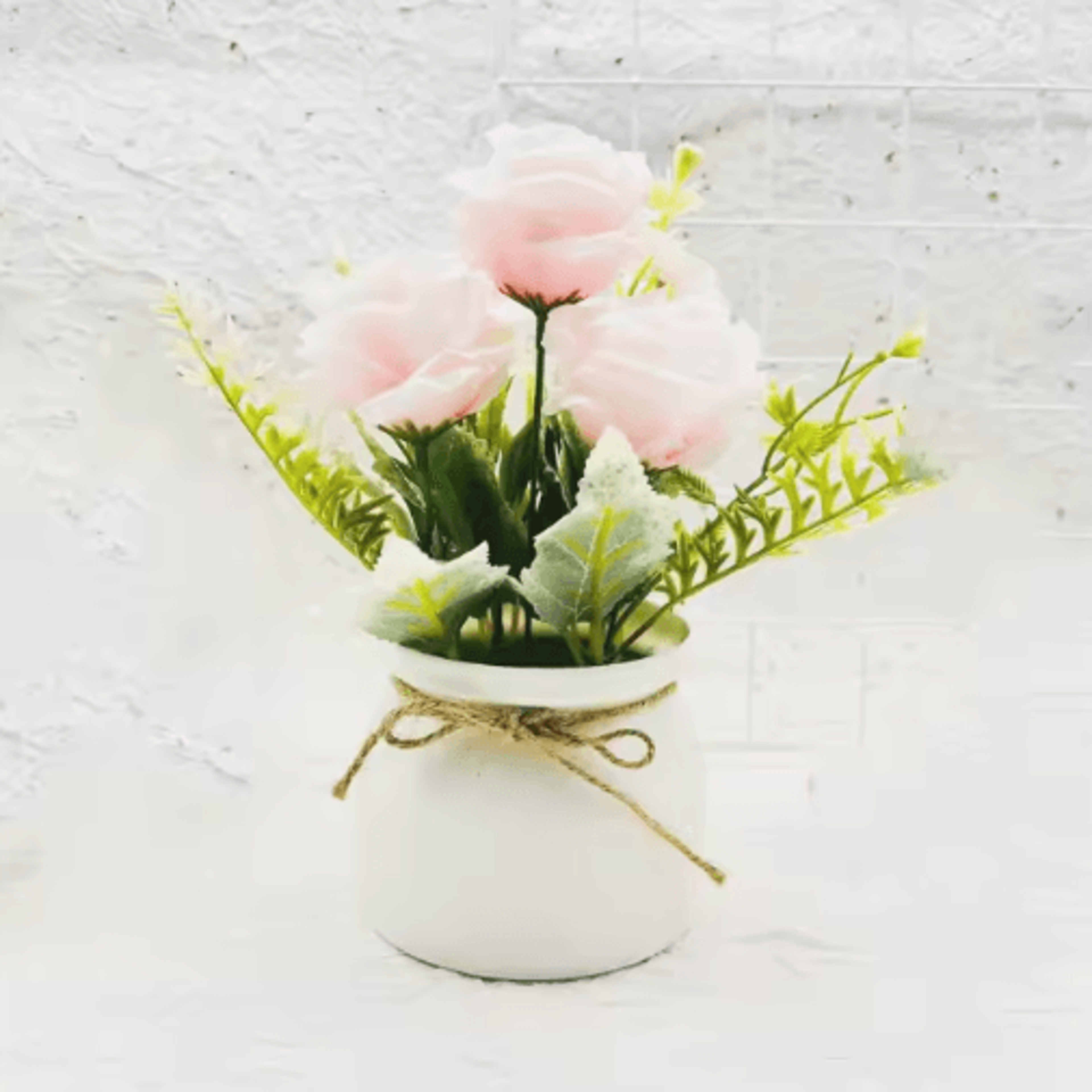 artificial potted three-rose bonsai – elegant desktop flower decor